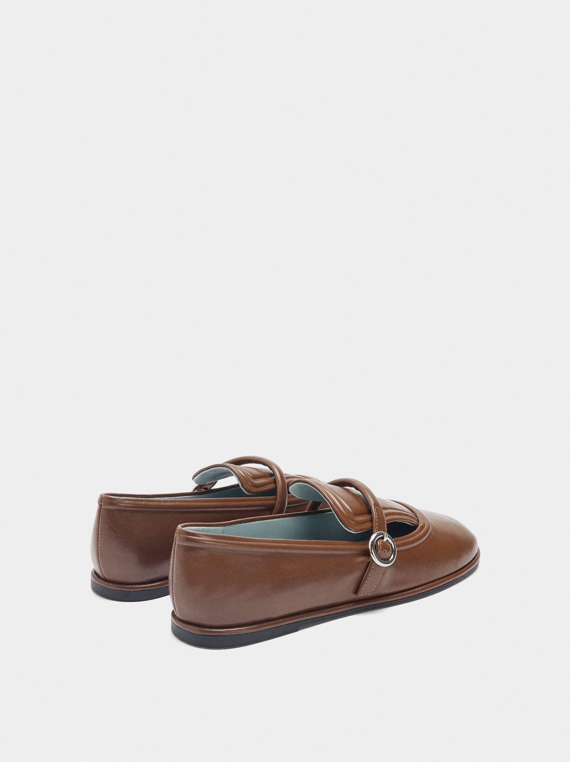 Zapatos Planos De Piel Con Hebilla