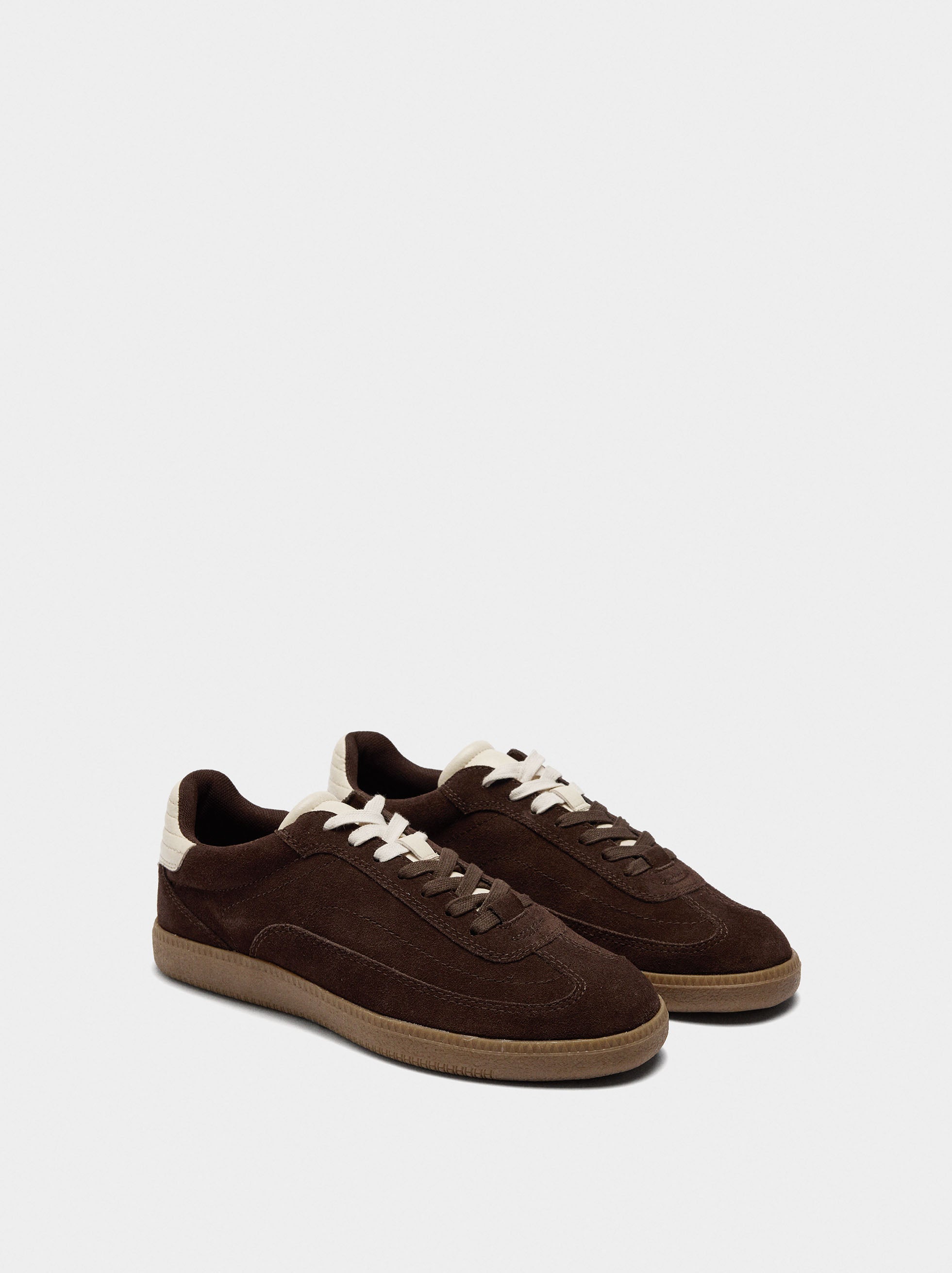 Zapatillas De Piel Contraste