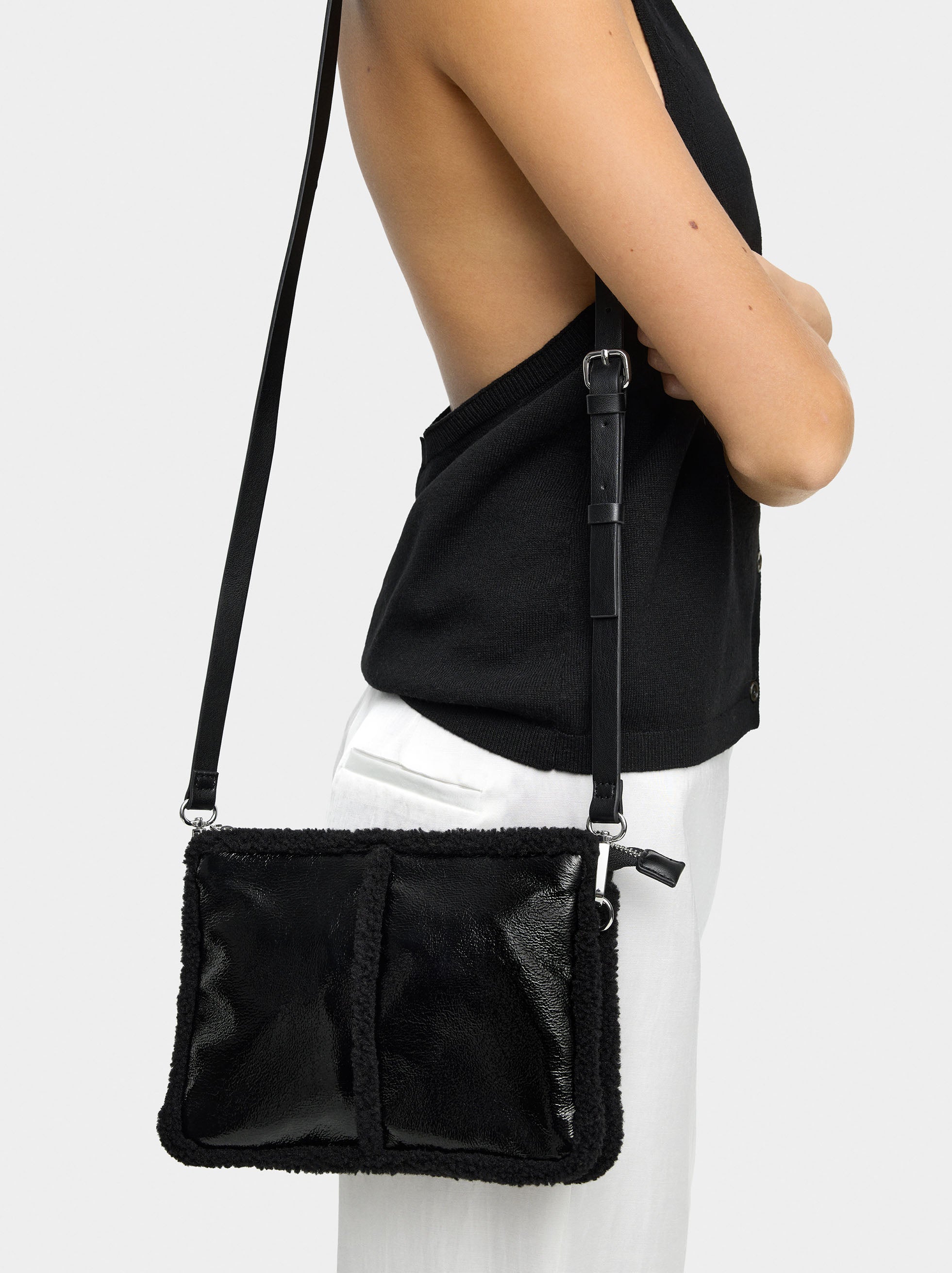 Bolso Bandolera Bordes Efecto Pelo
