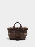 Bolso Tote De Nylon Borde Efecto Pelo