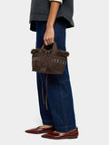 Bolso Tote De Nylon Borde Efecto Pelo