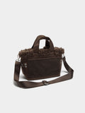 Bolso Tote De Nylon Borde Efecto Pelo