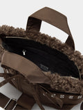 Bolso Tote De Nylon Borde Efecto Pelo