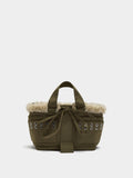 Bolso Tote De Nylon Borde Efecto Pelo