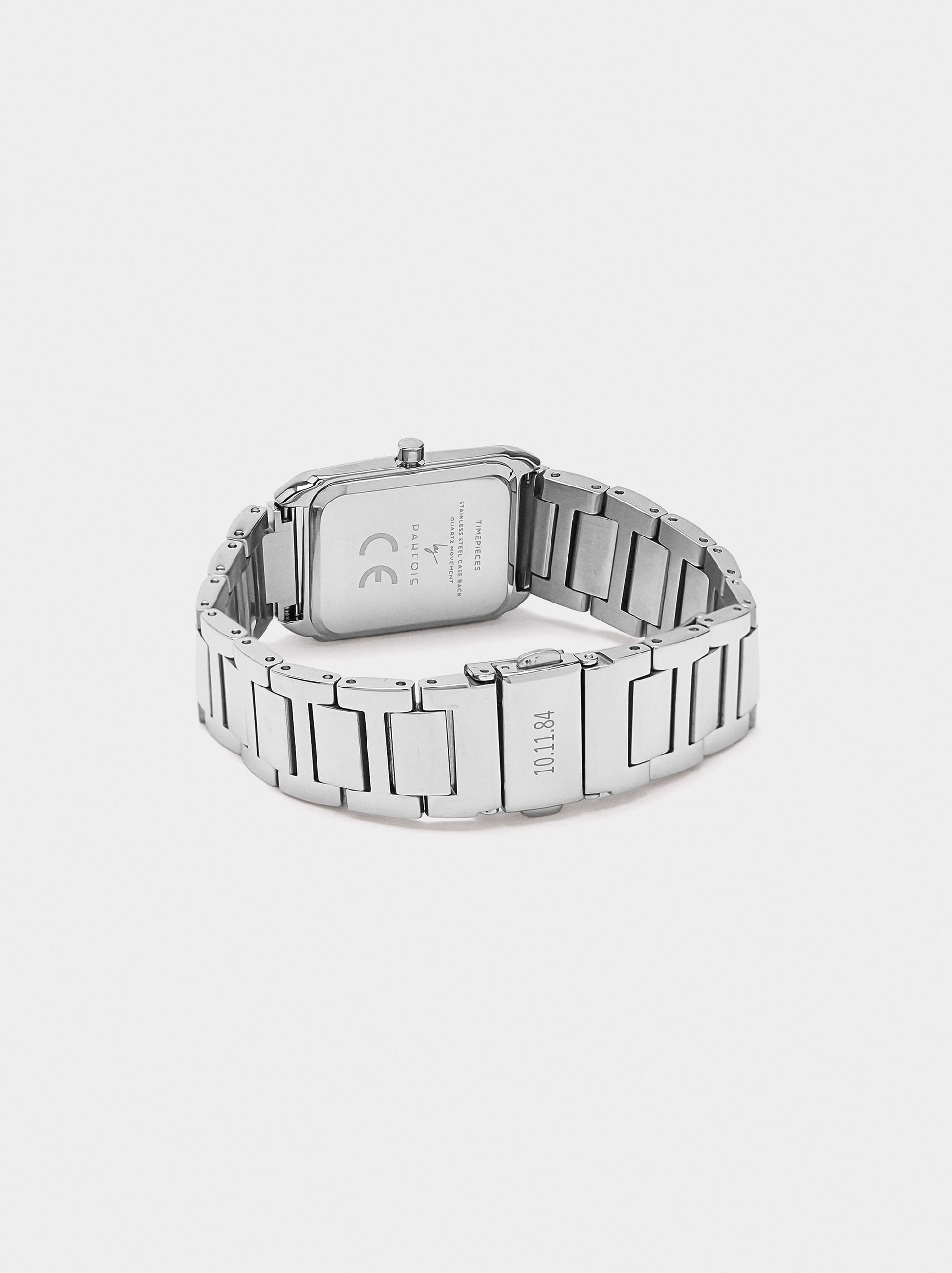 Reloj Rectangular Pulsera De Acero Inoxidable