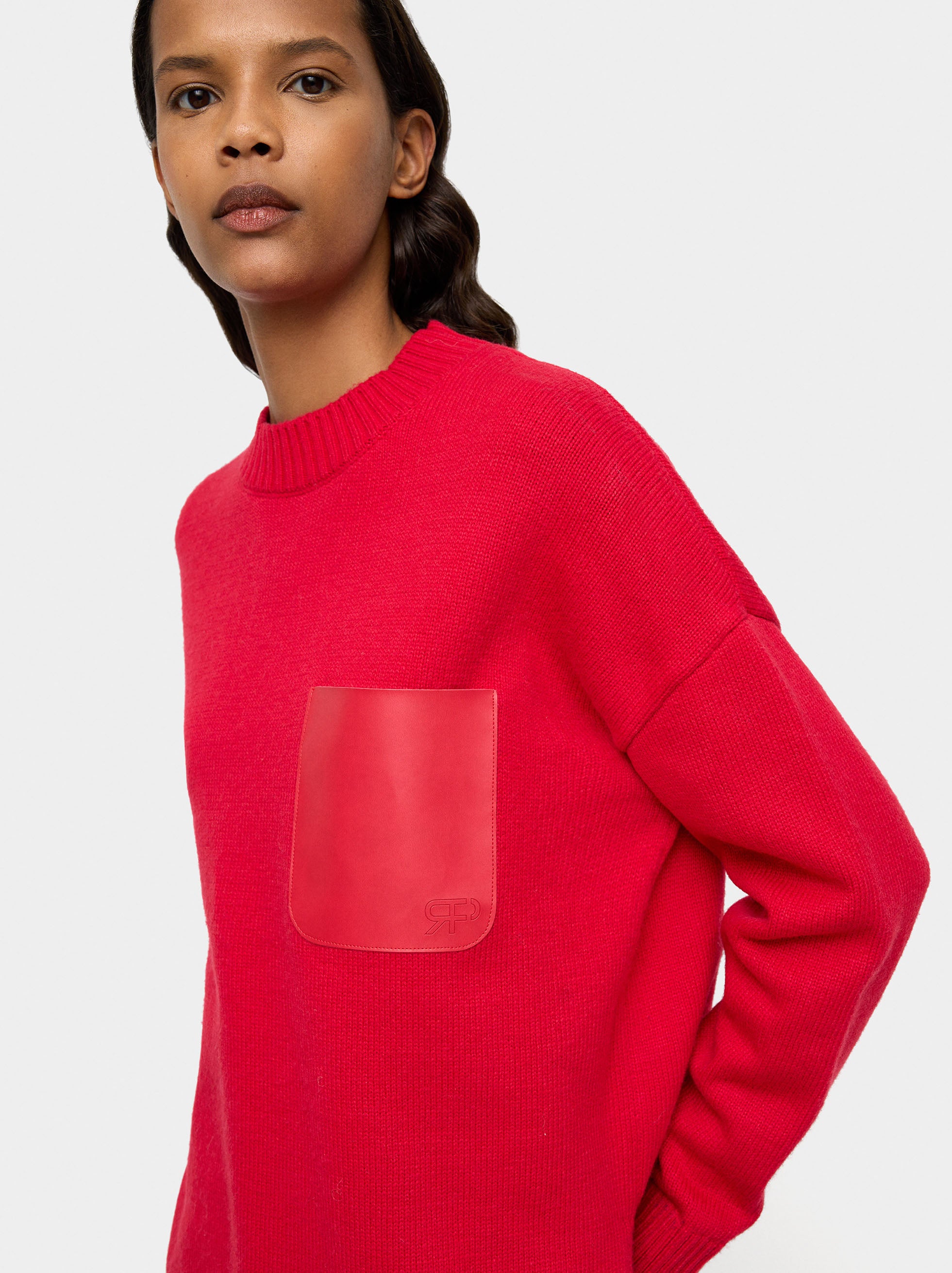 Jersey De Punto Con Bolsillo Efecto Piel