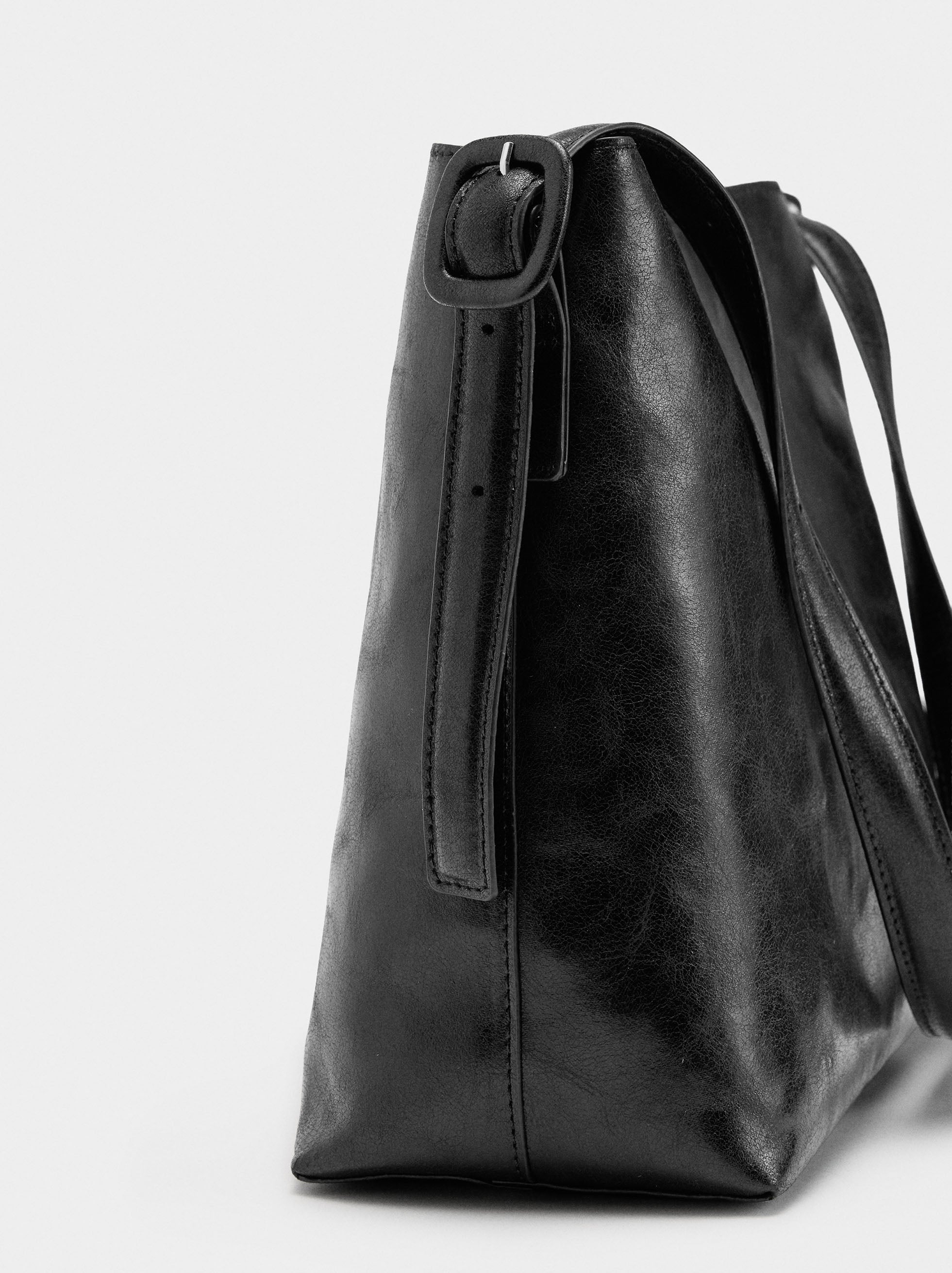 Bolso De Hombro Efecto Craquelado