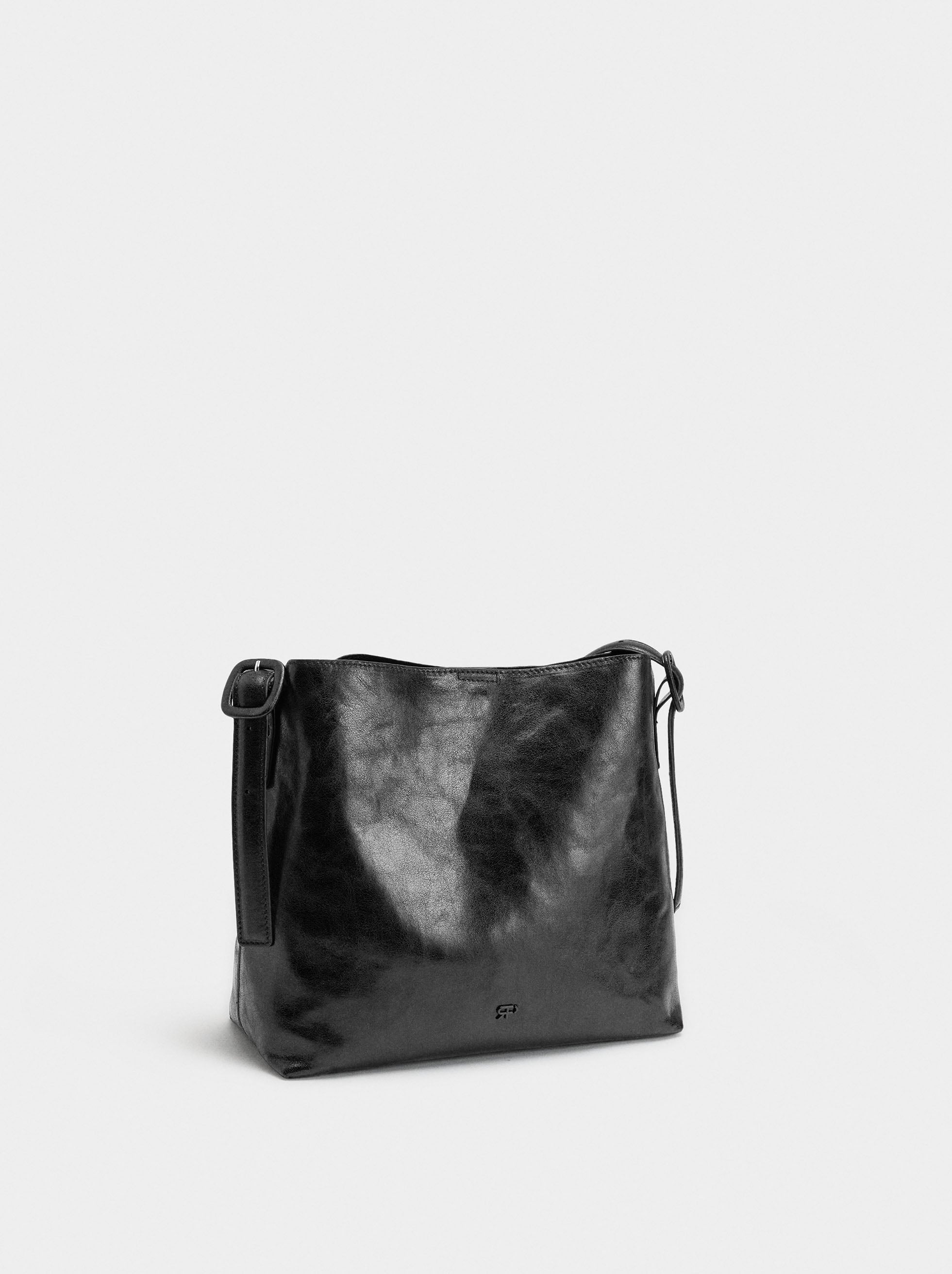 Bolso De Hombro Efecto Craquelado
