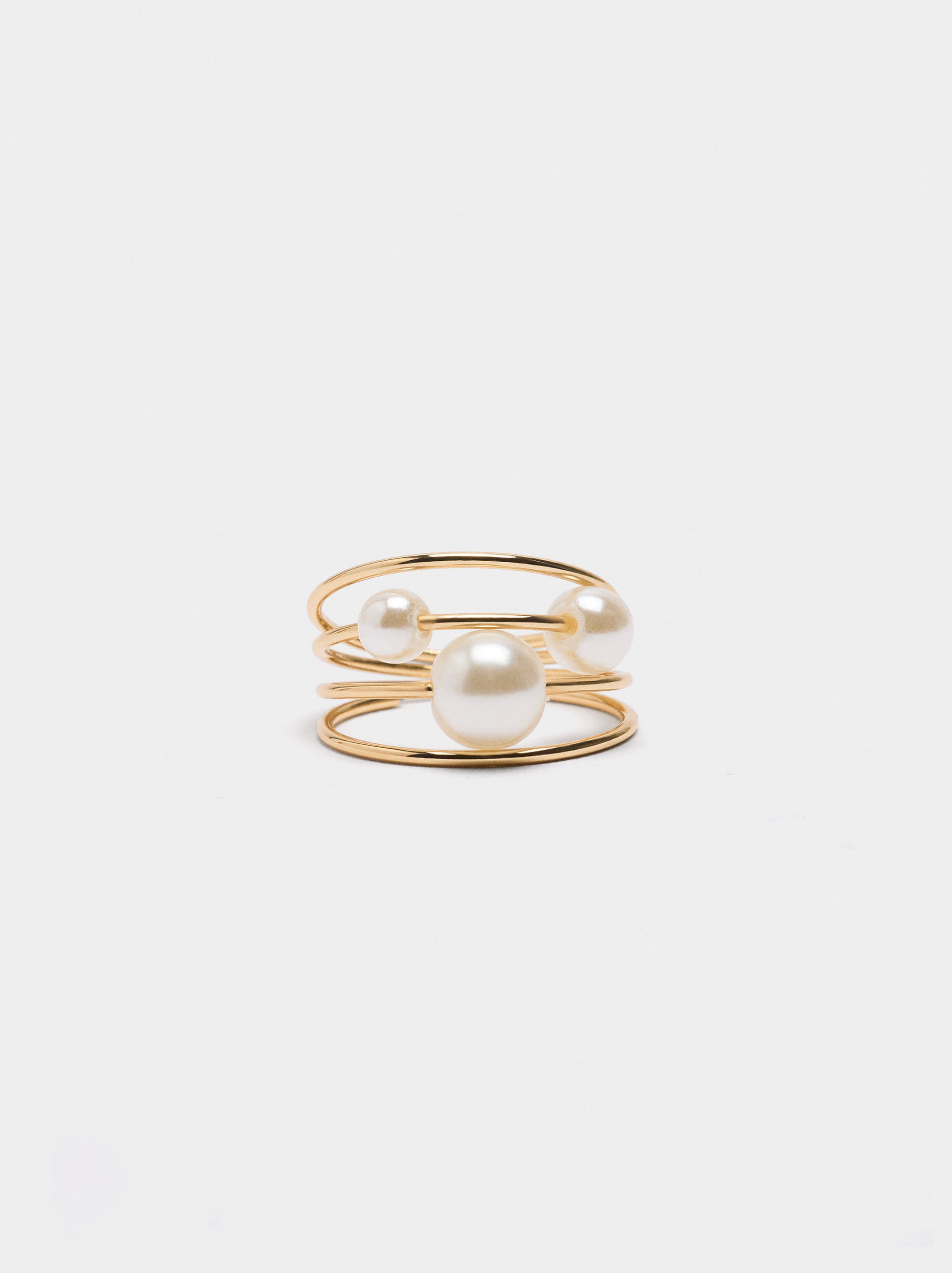 Anillo Espiral Con Perlas
