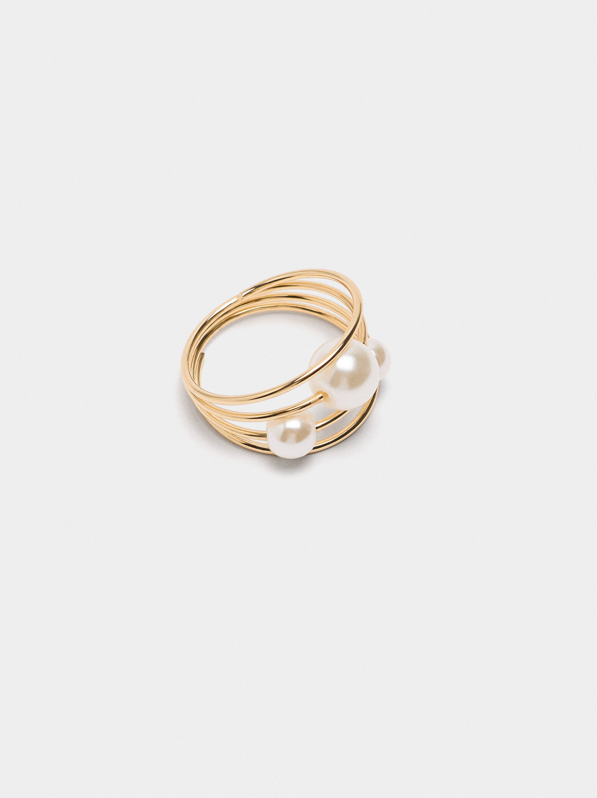 Anillo Espiral Con Perlas