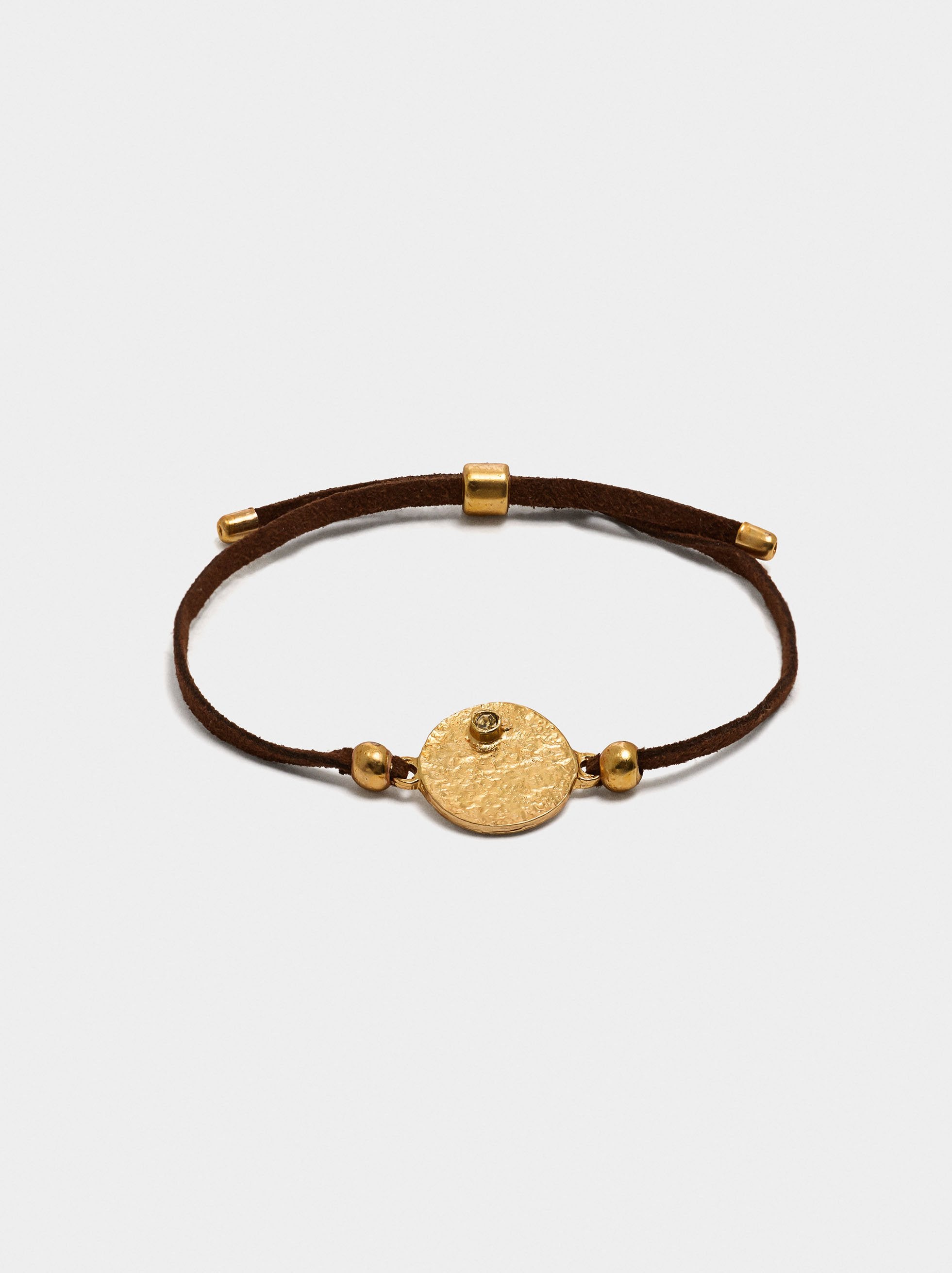 Pulsera Cordón De Piel Con Colgante Redondo