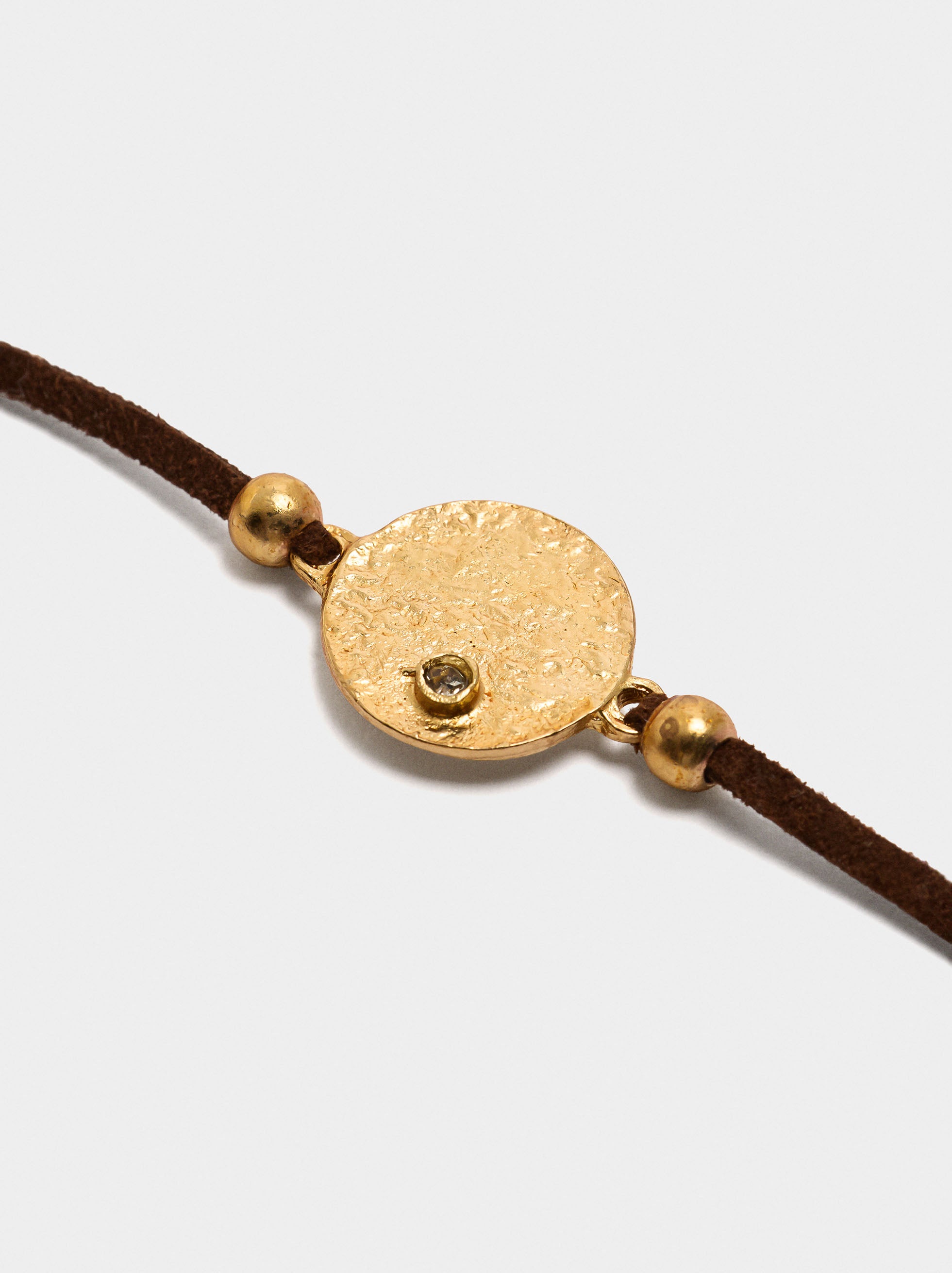 Pulsera Cordón De Piel Con Colgante Redondo