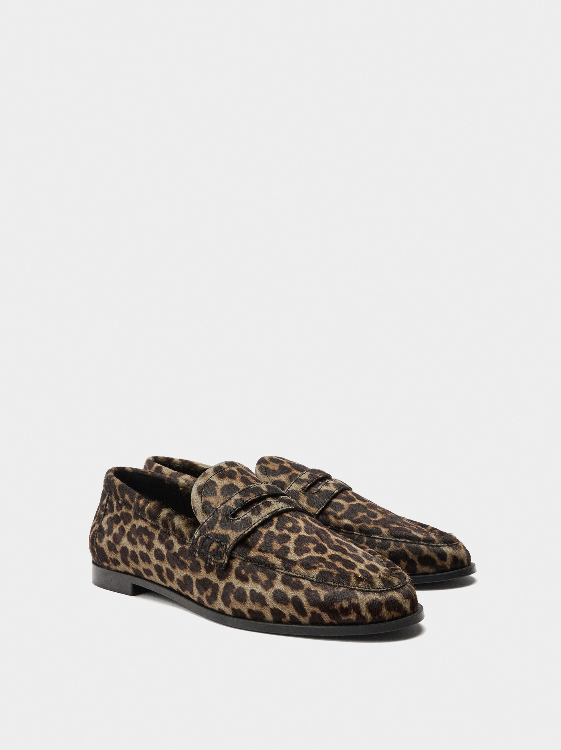 Mocasines De Piel Estampado Animal