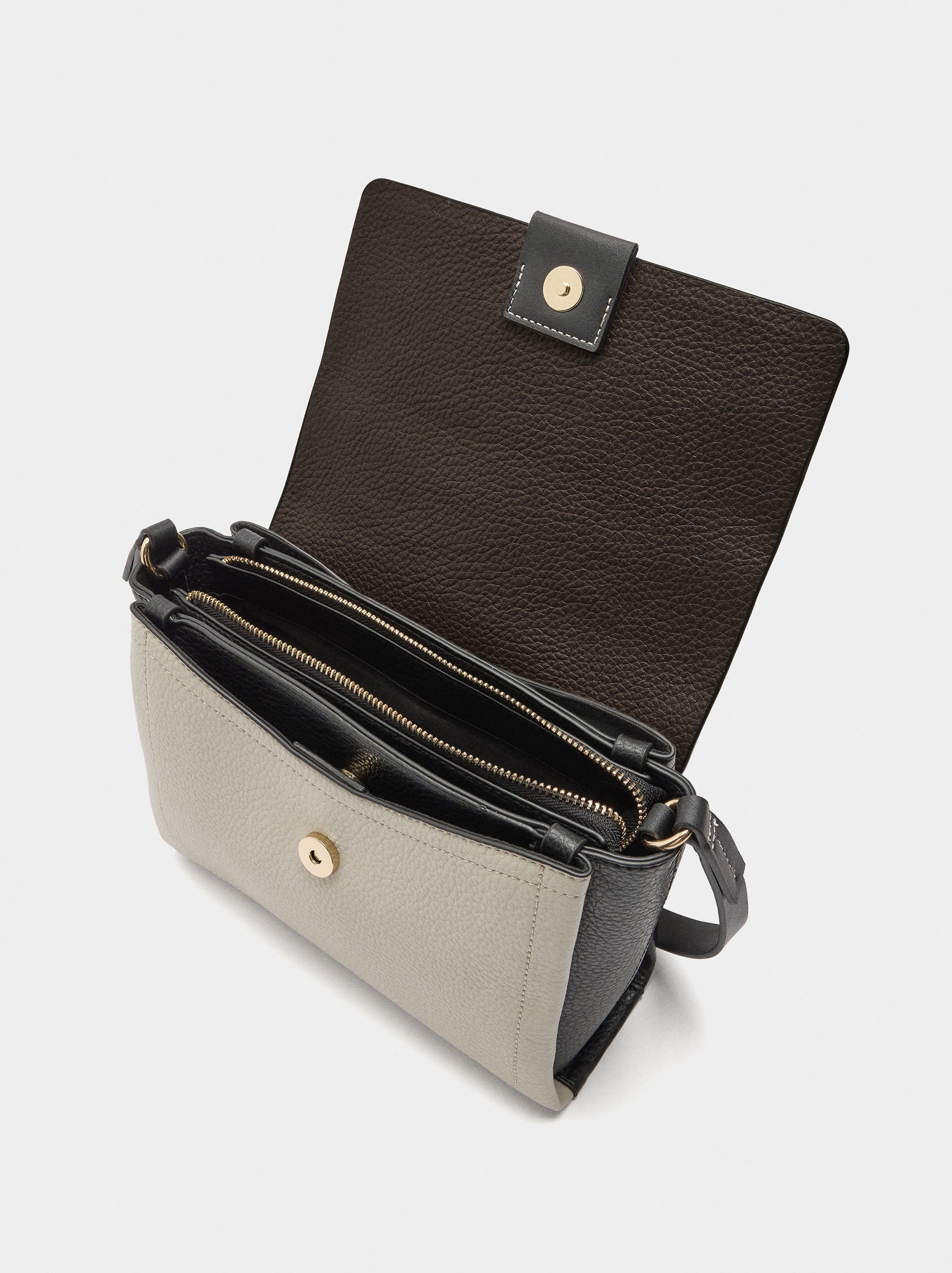 Bolso Bandolera Con Solapa Color Block