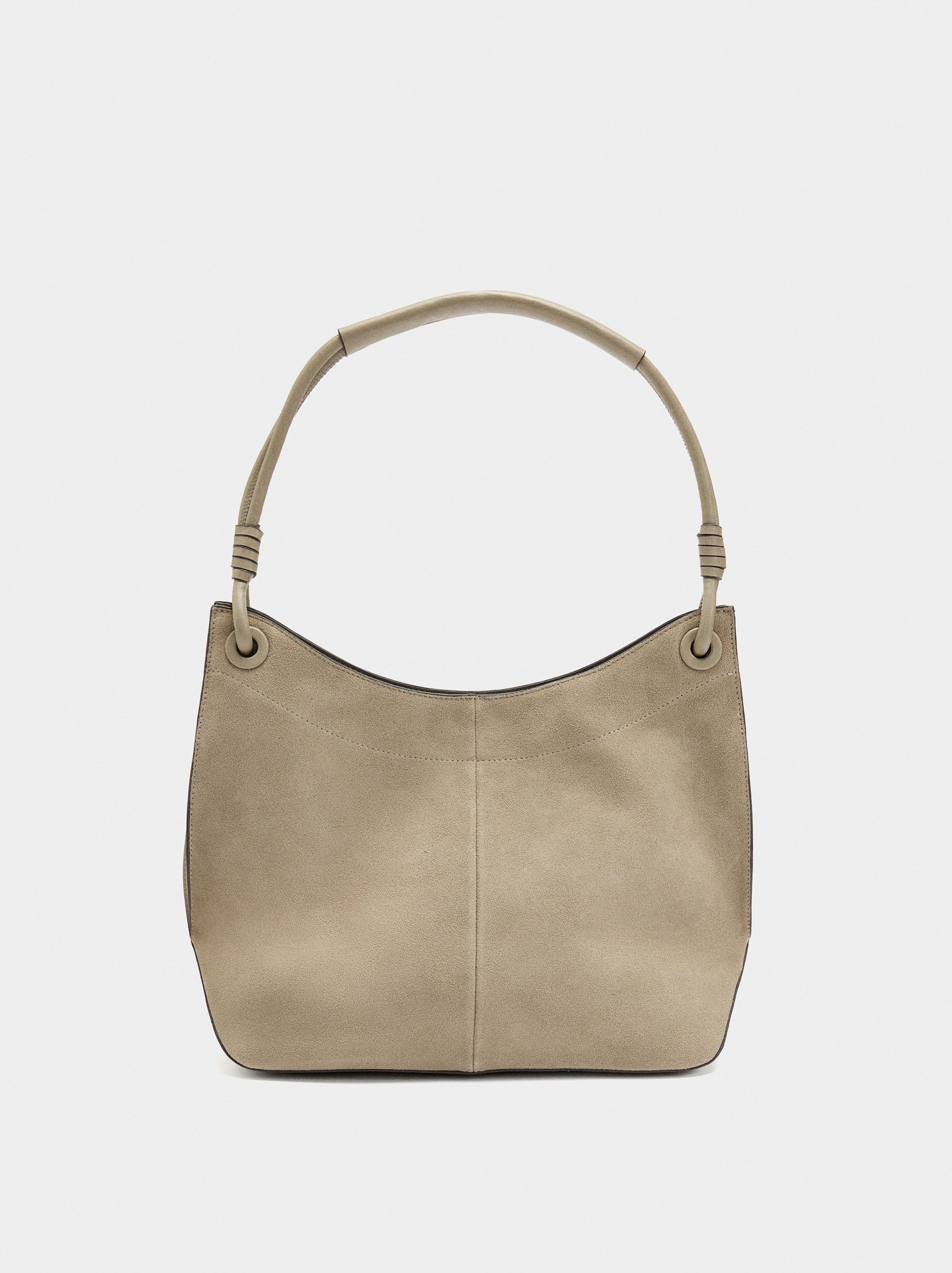 Bolso De Hombro Con Detalles De Piel