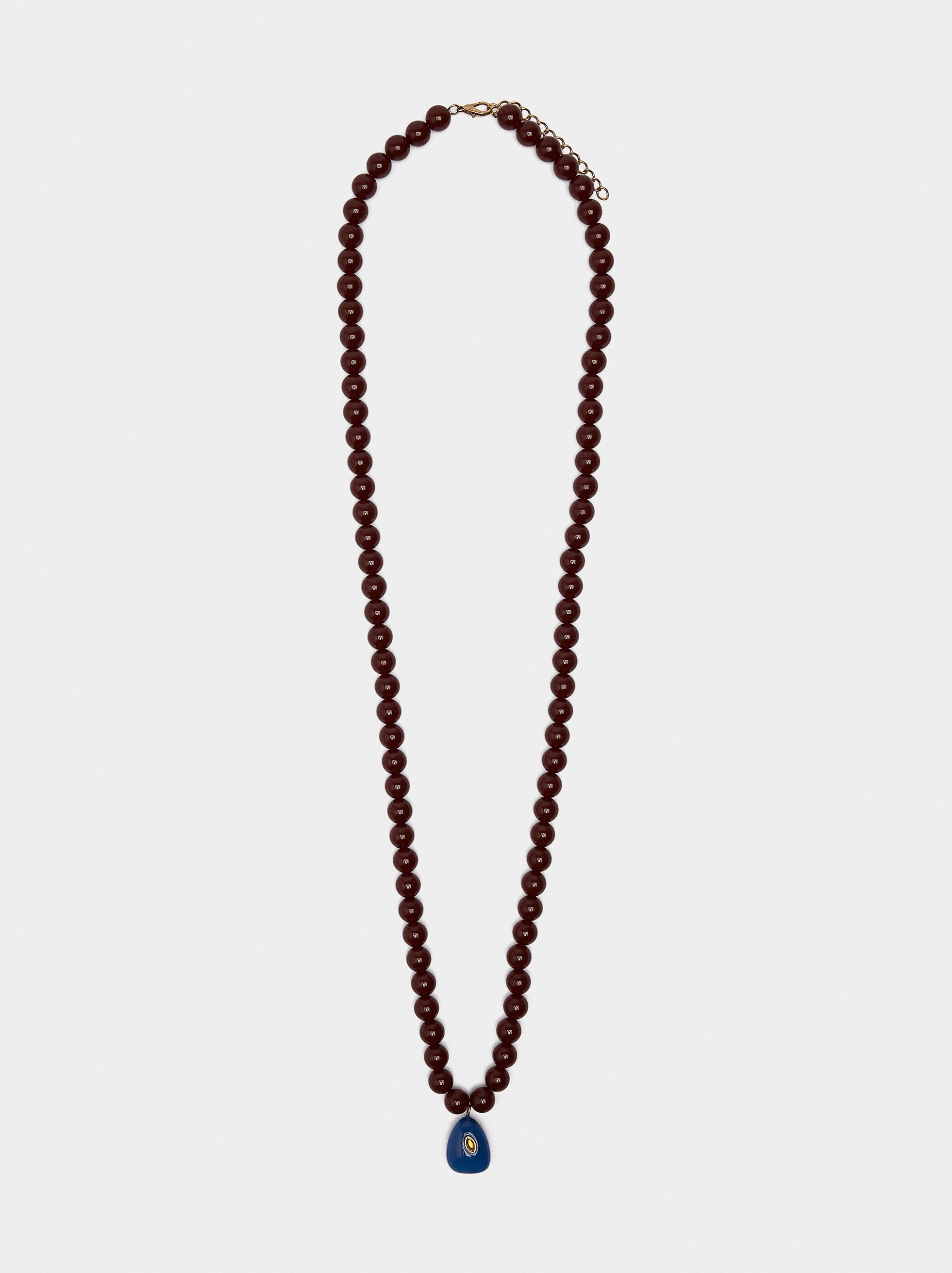 Collar Largo De Cuentas Con Colgante