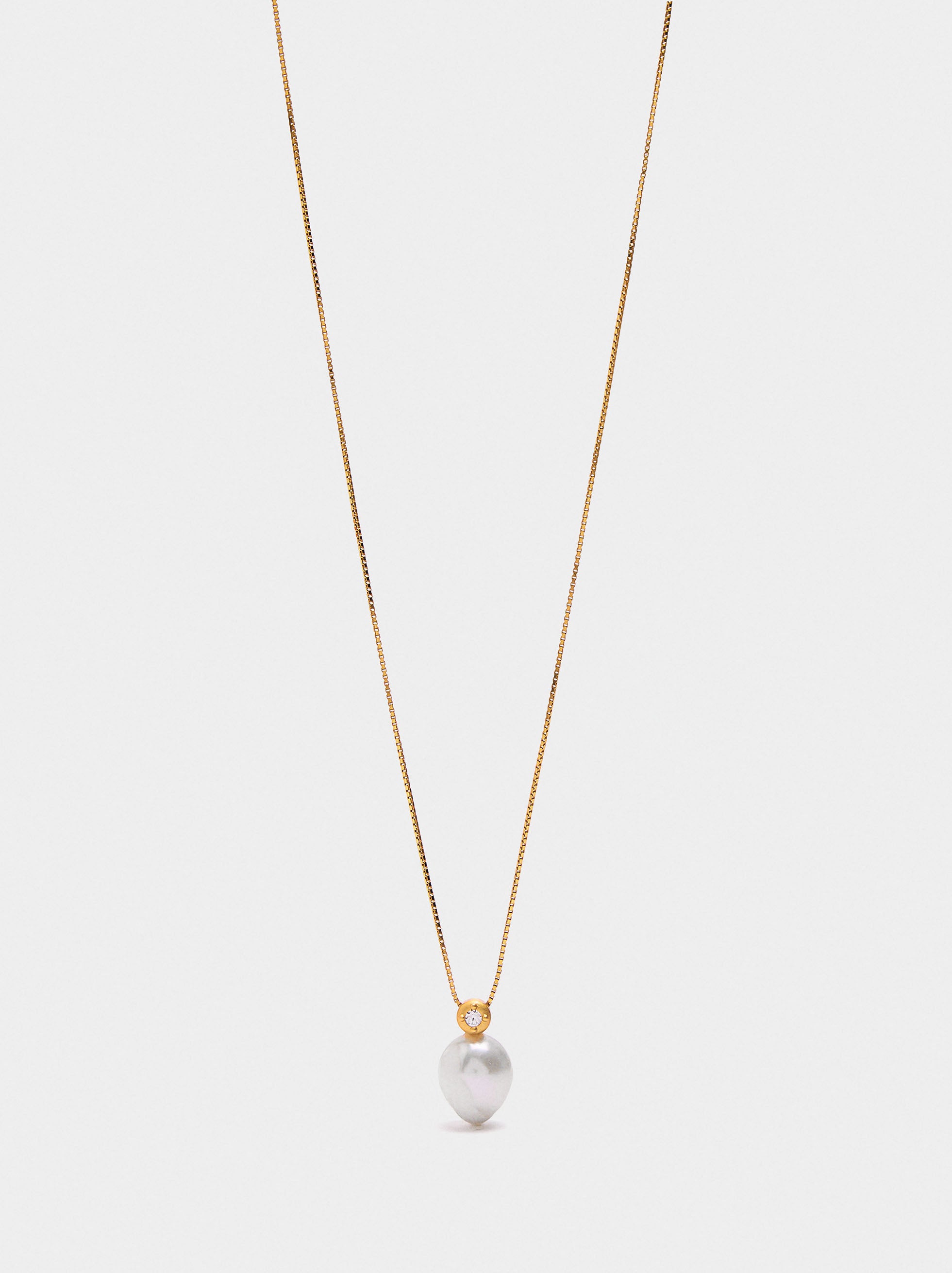 Collar Con Colgante De Perla De Agua Dulce - Plata De Ley 925