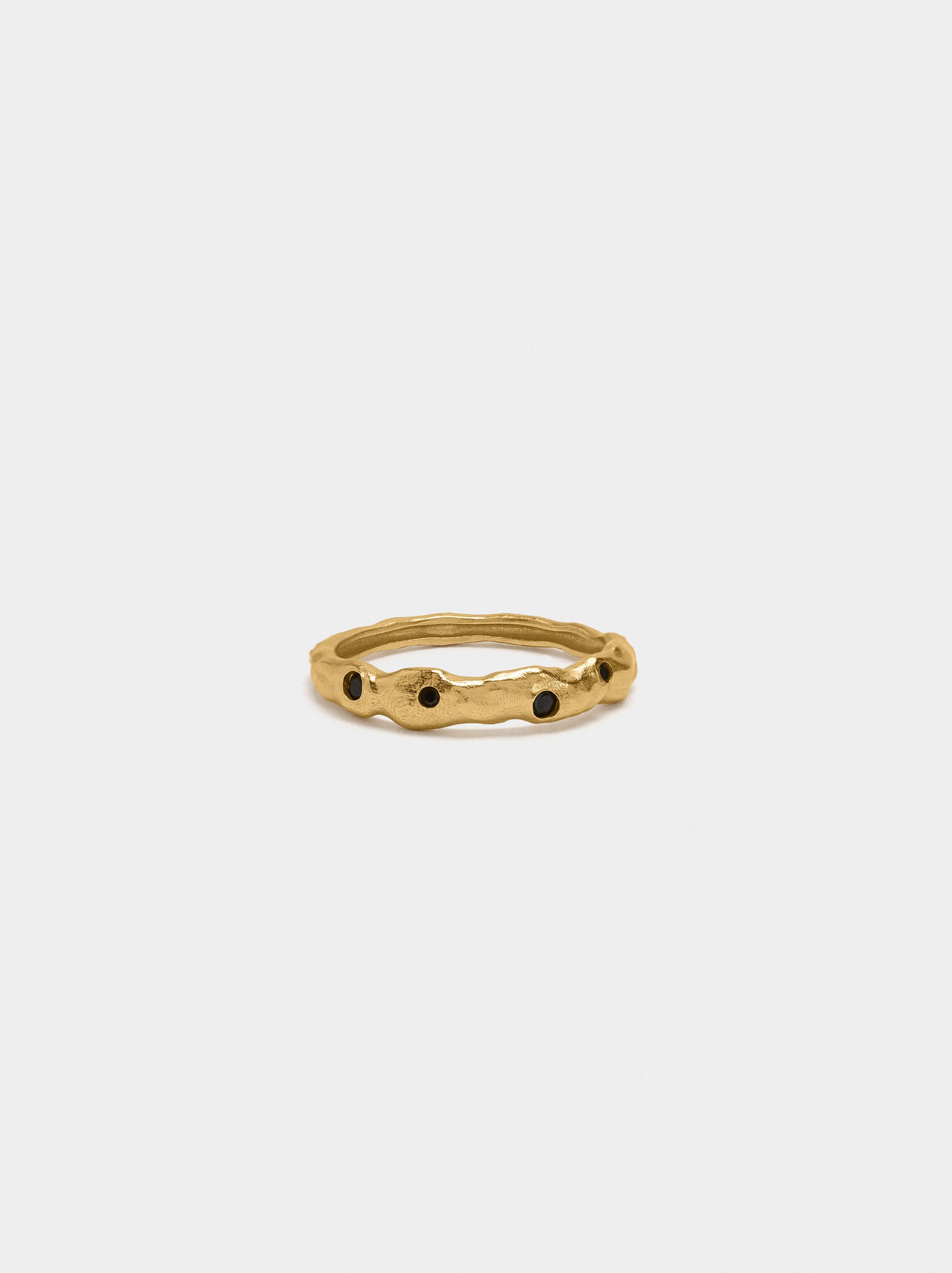 Anillo Irregular Con Circonitas - Plata De Ley 925