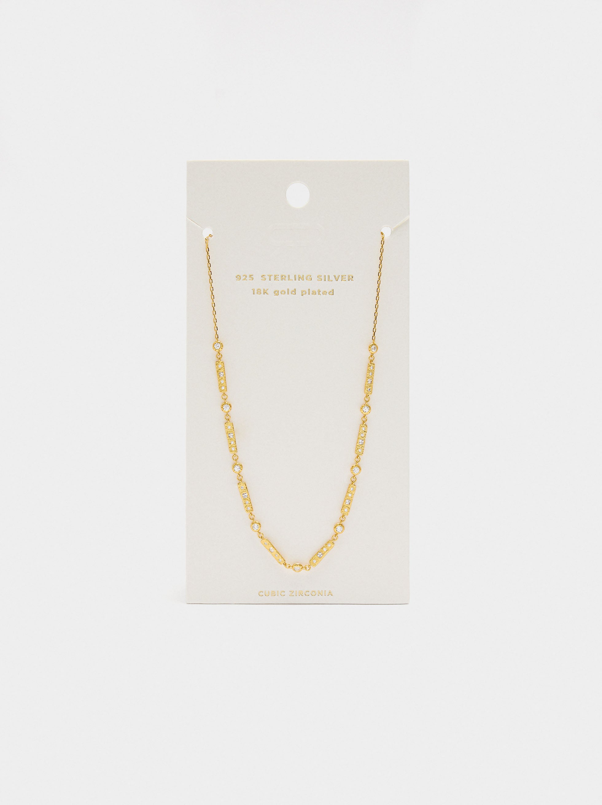 Collar Segmentado Con Barras Y Circonitas - Plata De Ley 925