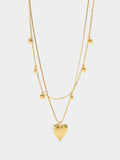 Collar Doble Colgante Corazón - Plata De Ley 925