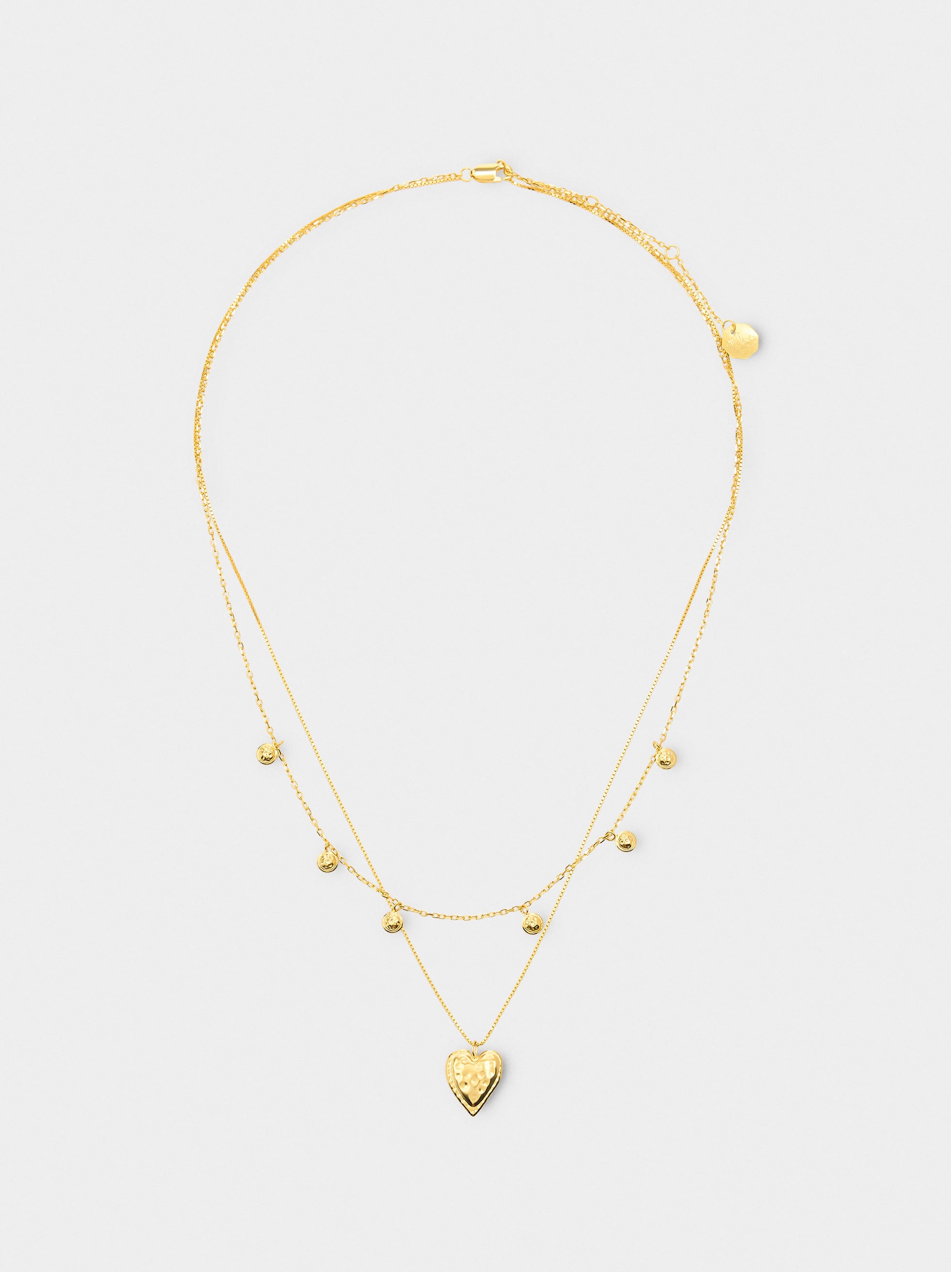 Collar Doble Colgante Corazón - Plata De Ley 925