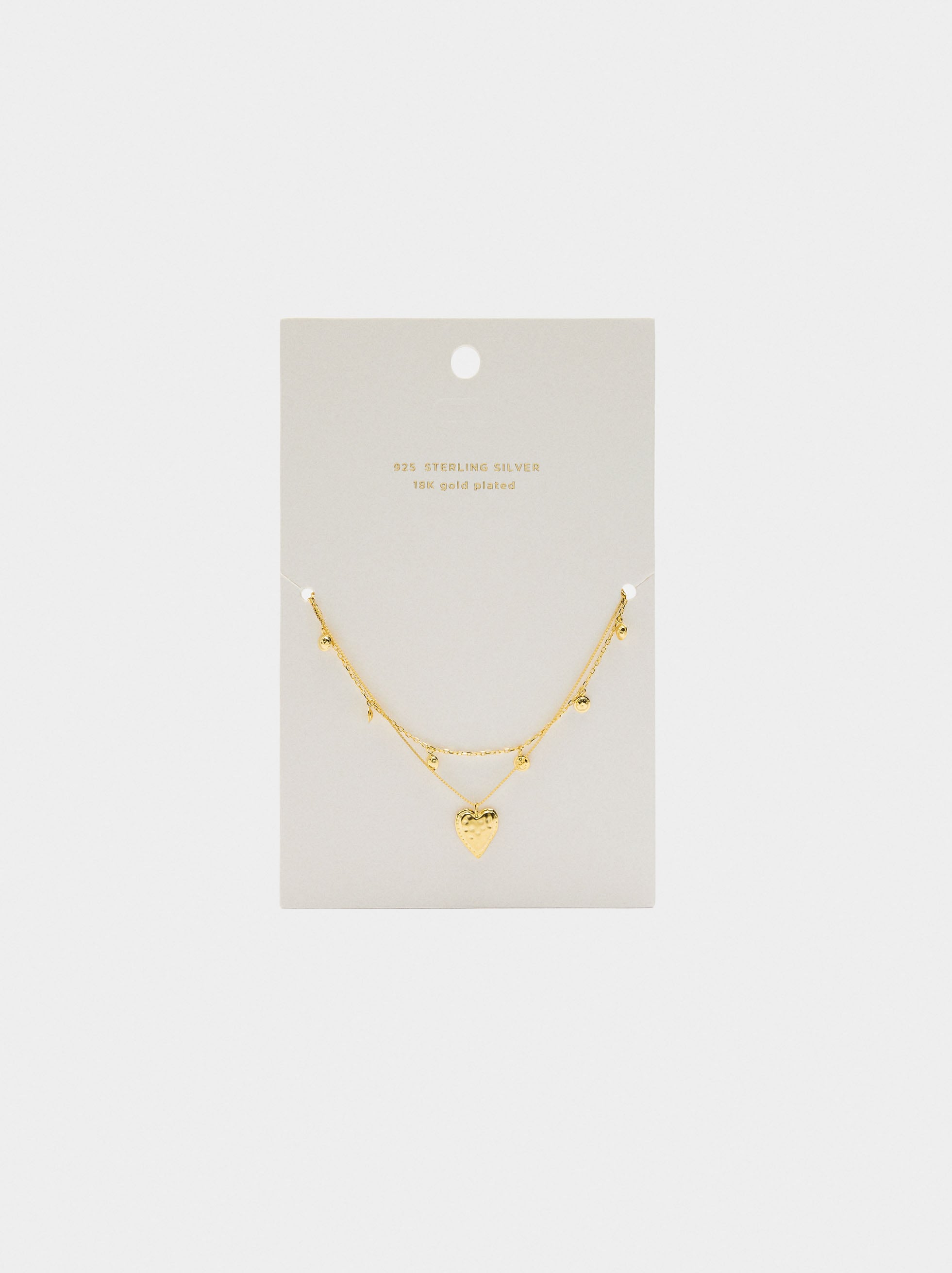 Collar Doble Colgante Corazón - Plata De Ley 925