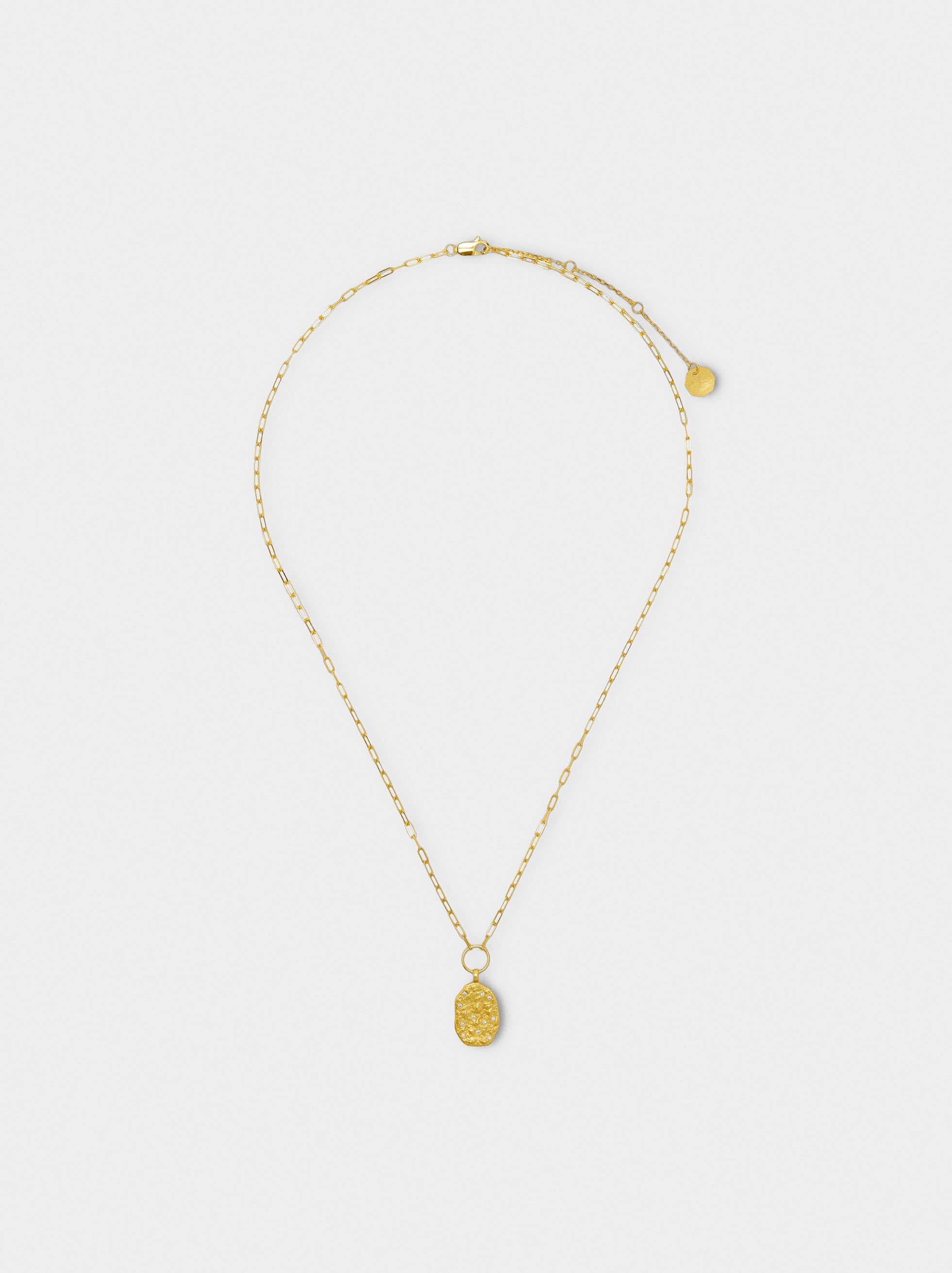 Collar De Eslabones Con Colgante Irregular - Plata De Ley 925