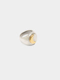 Anillo Bicolor Con Luna Para Meñique - Plata De Ley 925