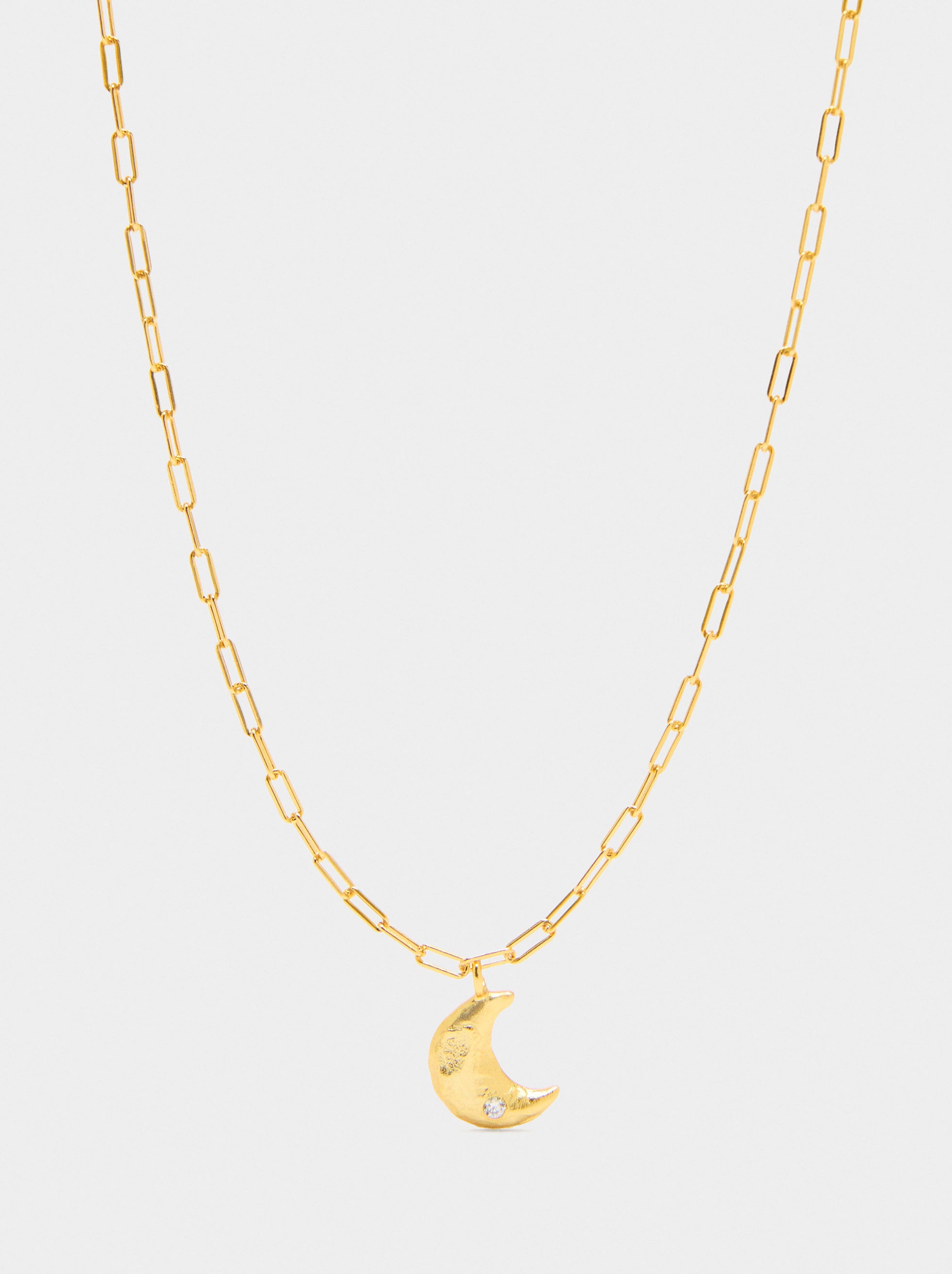 Collar Luna Con Circonia - Plata De Ley 925
