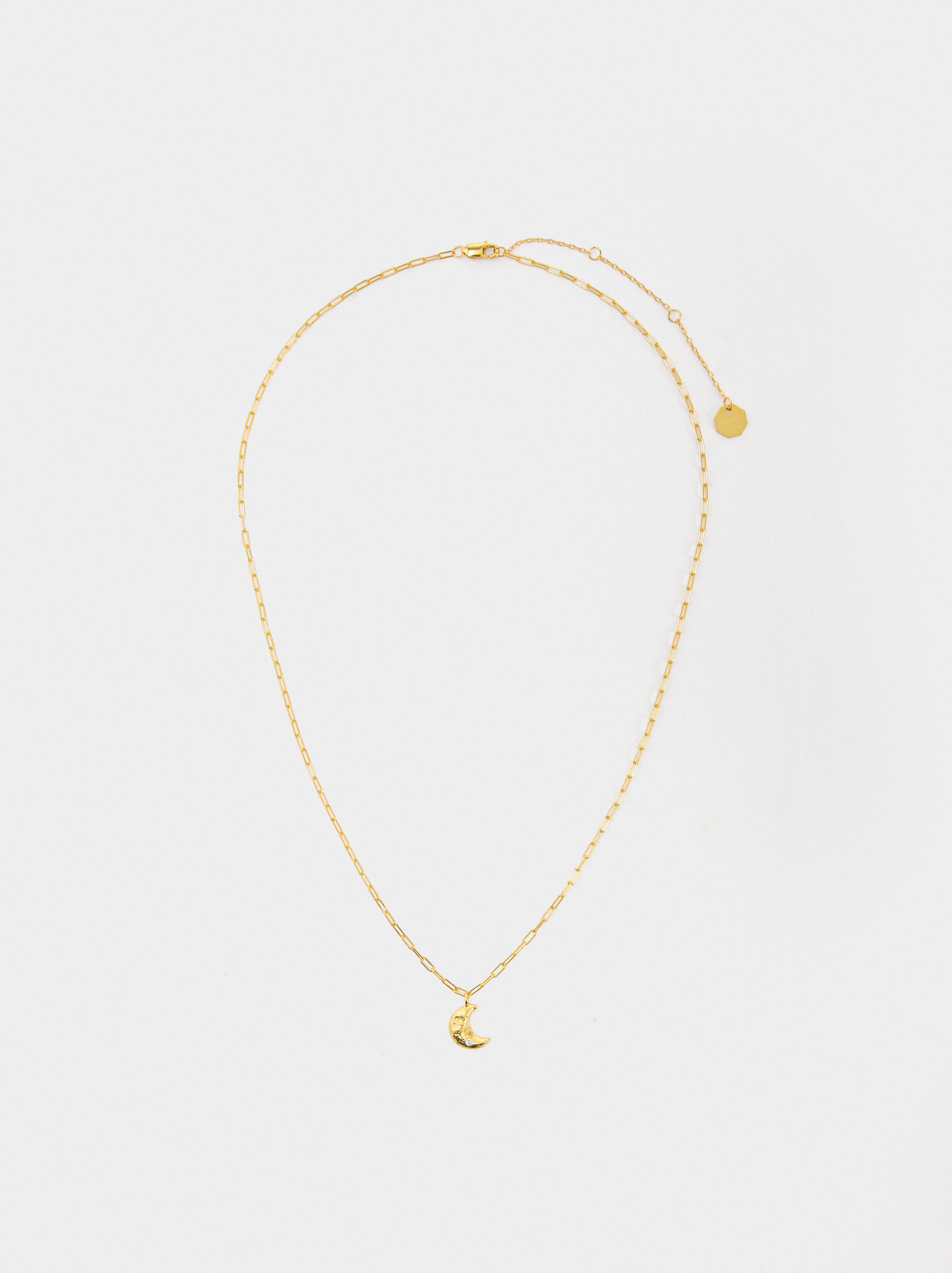 Collar Luna Con Circonia - Plata De Ley 925