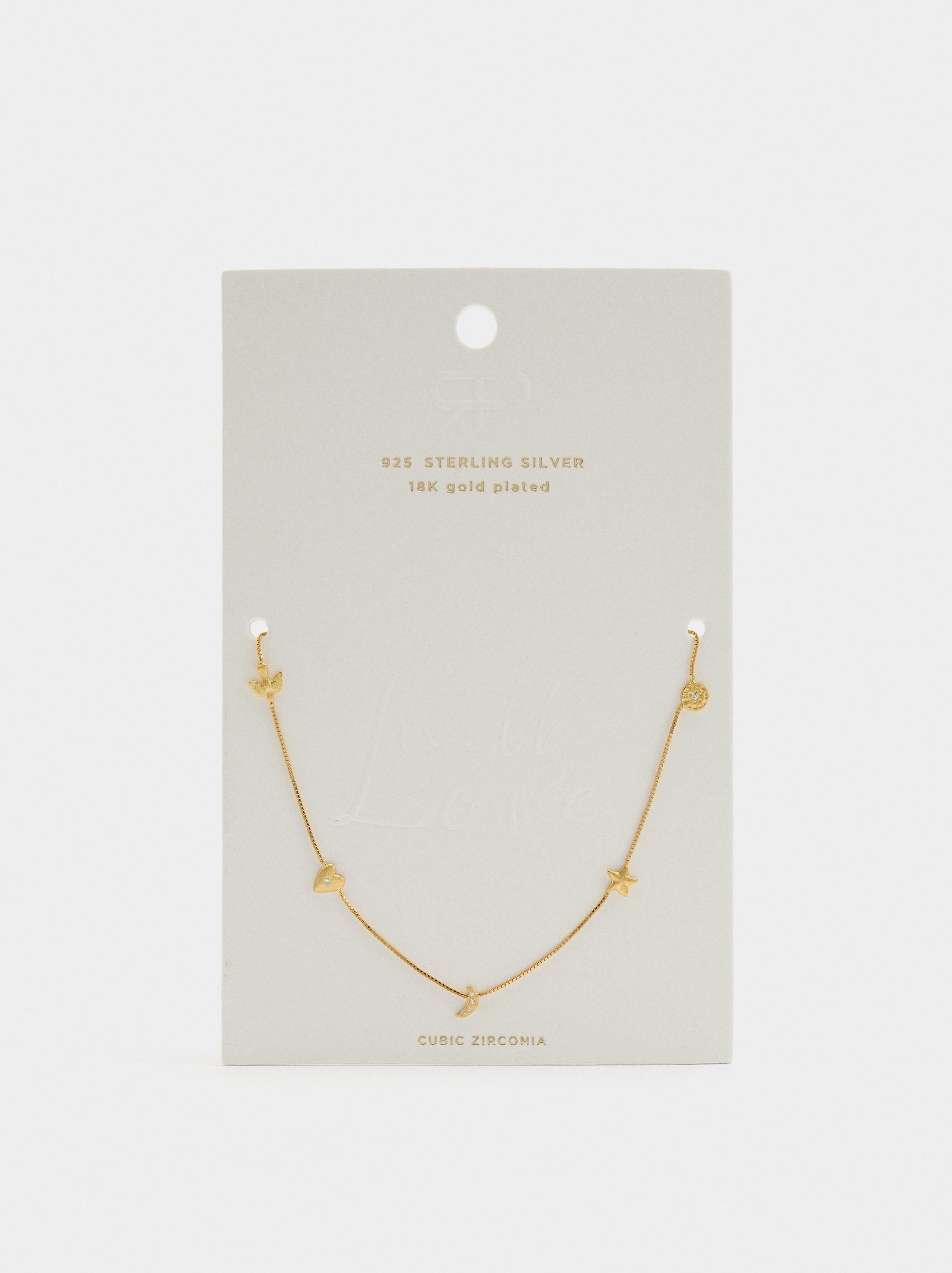 Collar Charms Con Circonitas - Plata De Ley 925