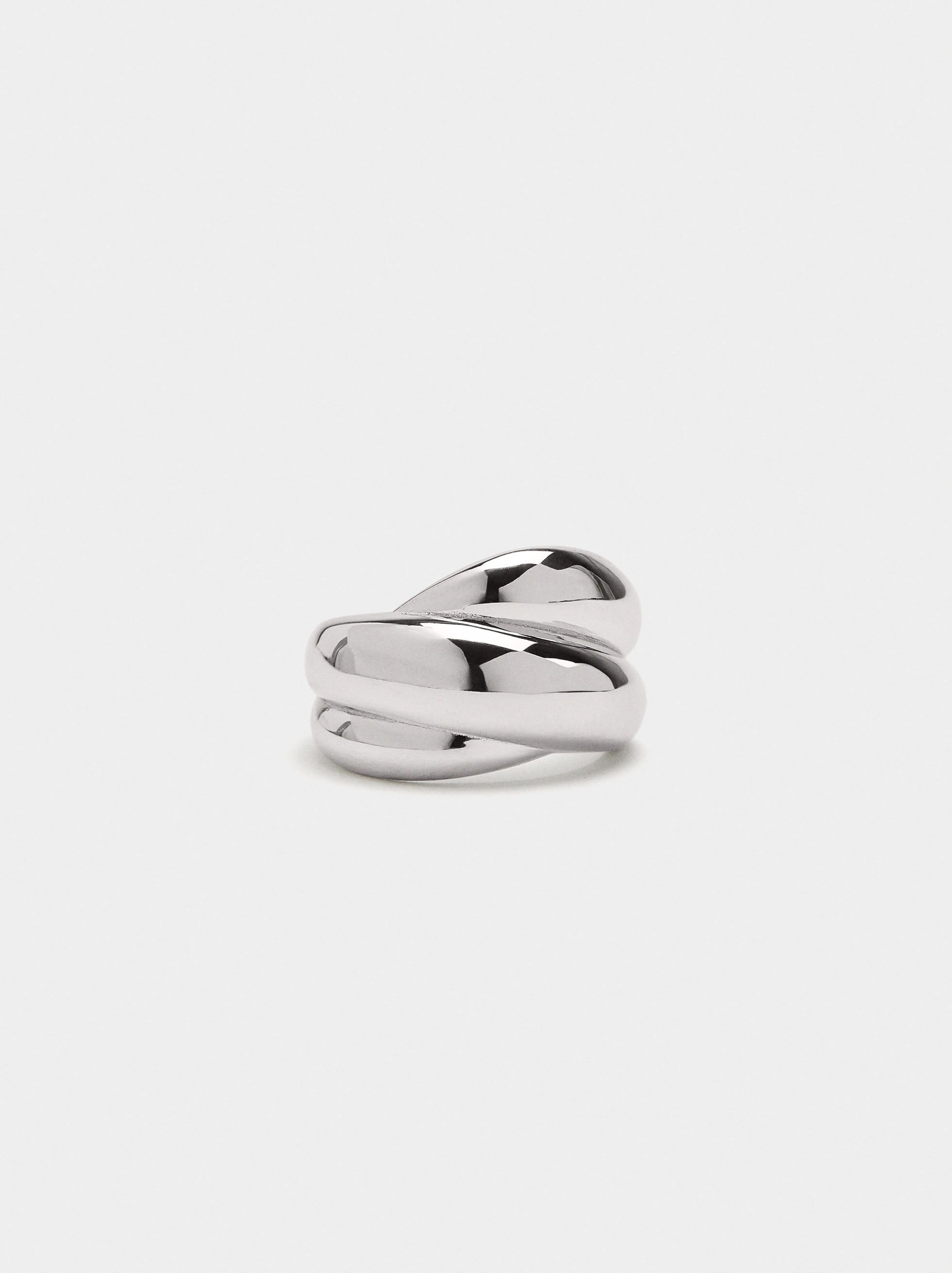 Anillo Redondeado Con Relieve - Plata De Ley 925
