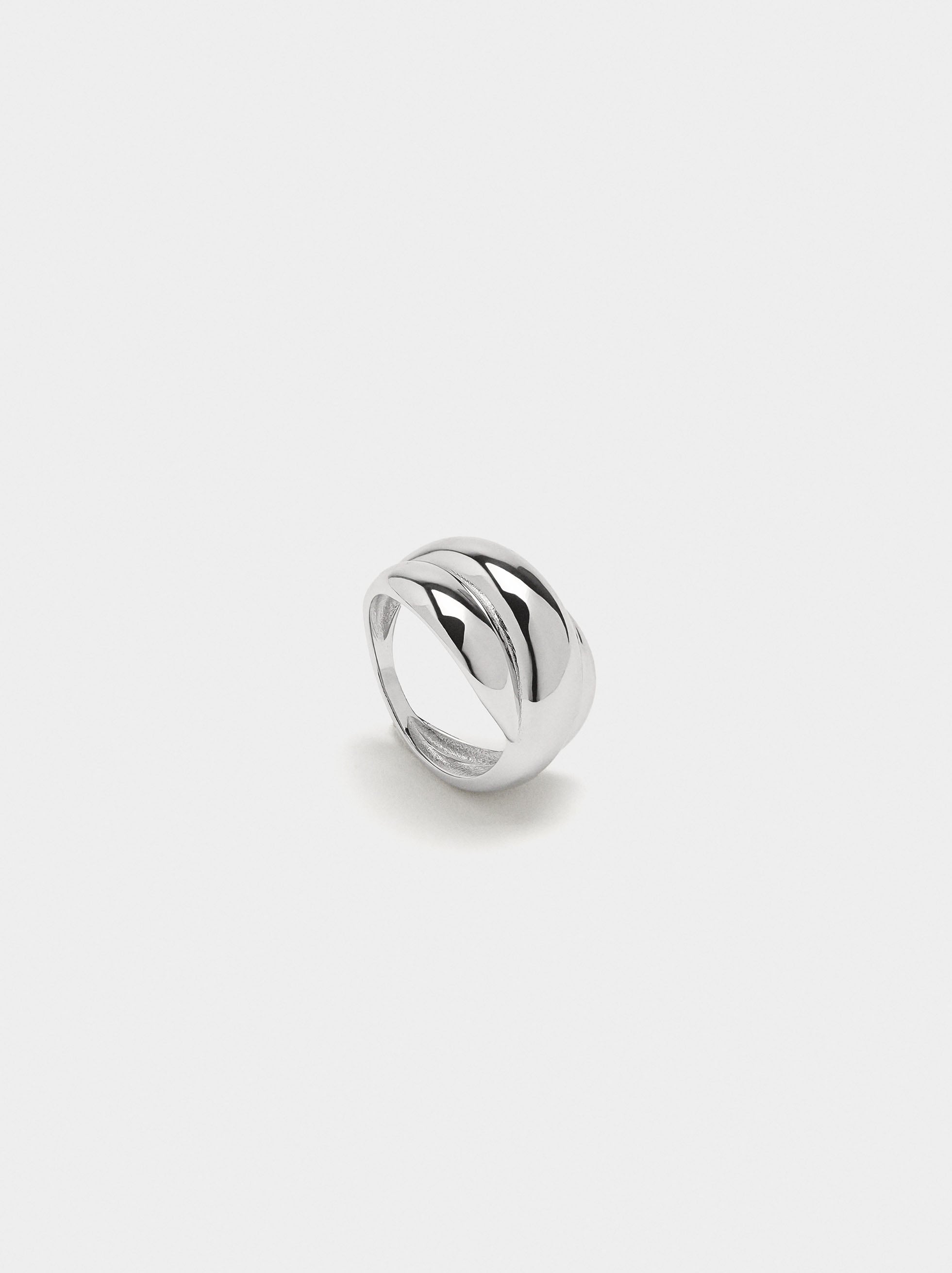 Anillo Redondeado Con Relieve - Plata De Ley 925