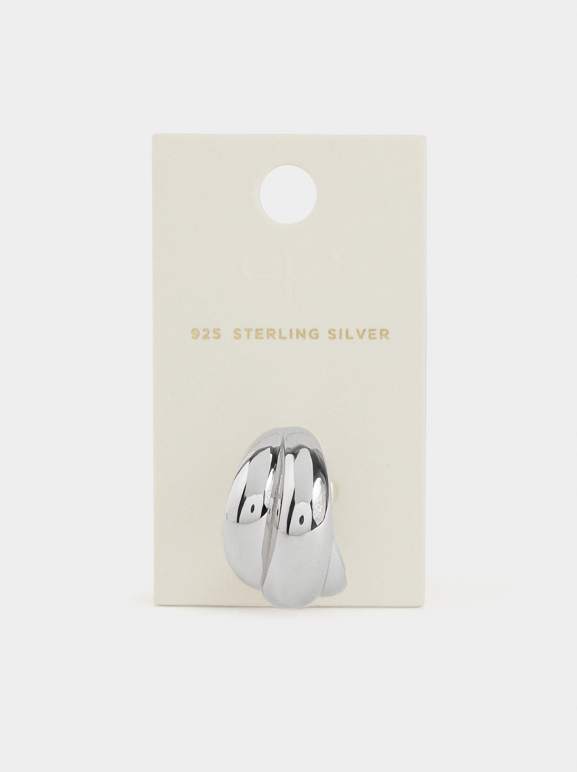 Anillo Redondeado Con Relieve - Plata De Ley 925