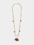 Collar Largo Doble Con Elefantes