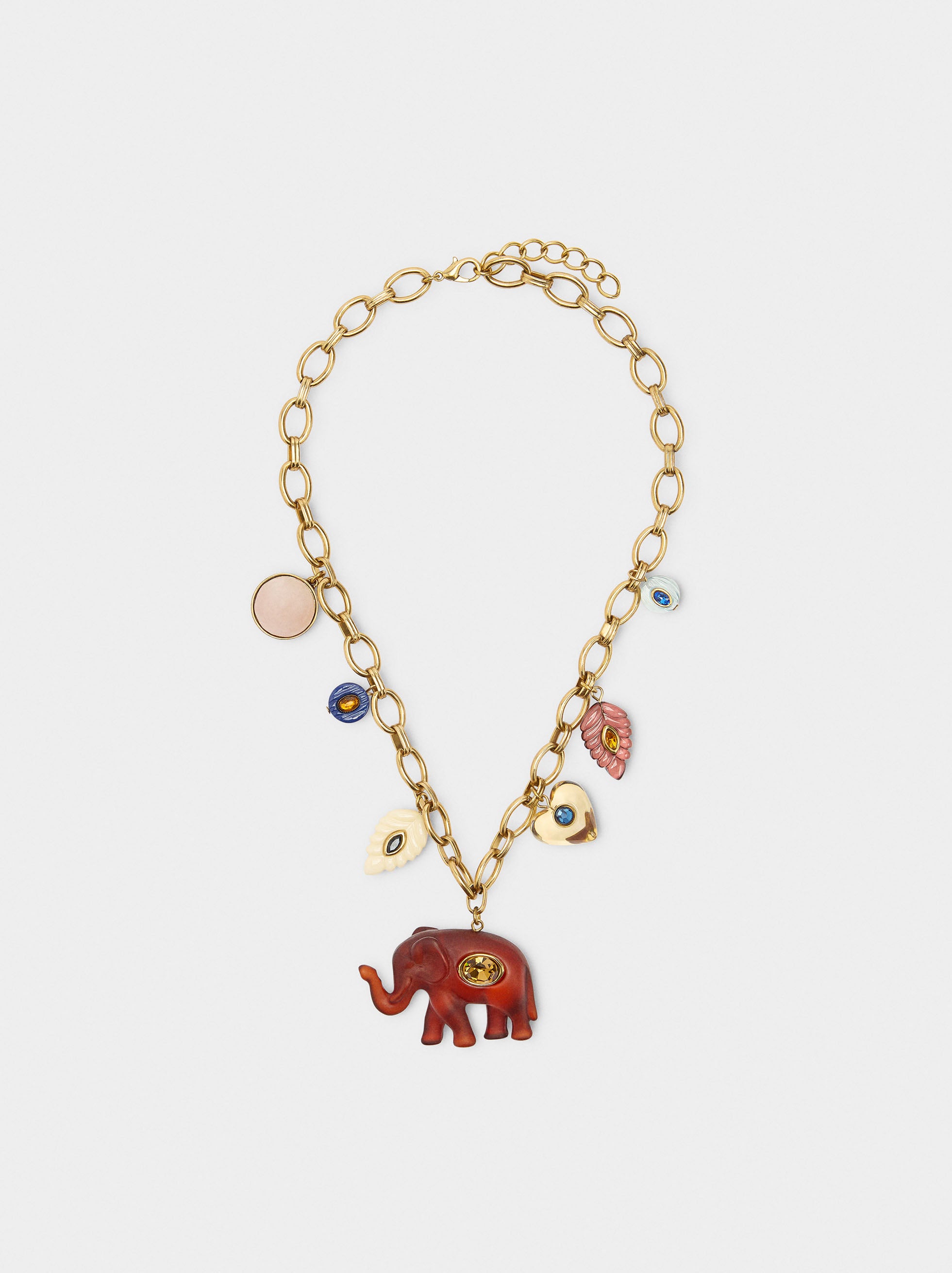 Collar De Eslabones Con Colgante De Elefante