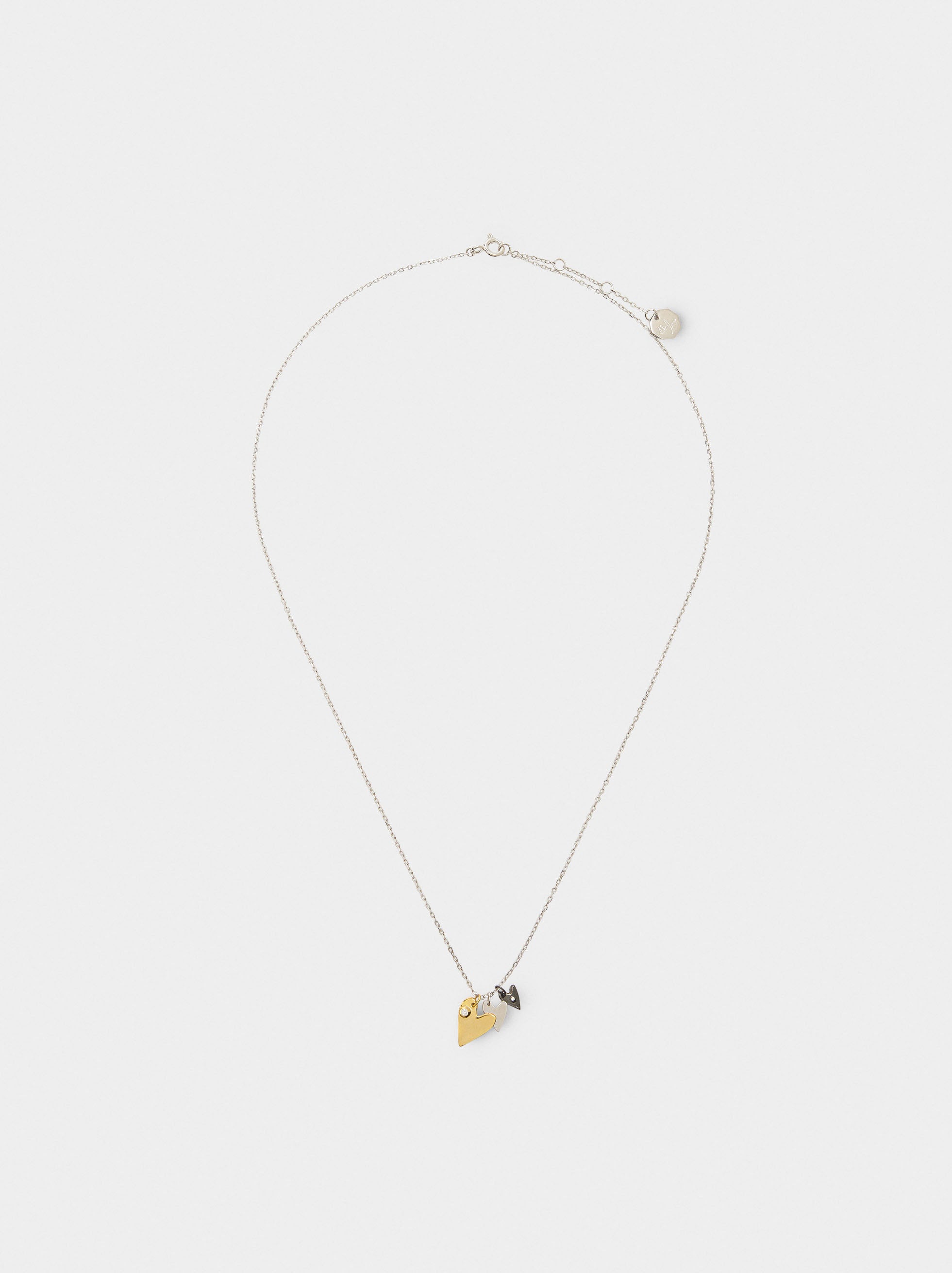 Collar Colgante De Corazones Con Zircónia - Plata De Ley 925