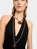 Collar De Eslabones Colgante De Piedras Y Resina