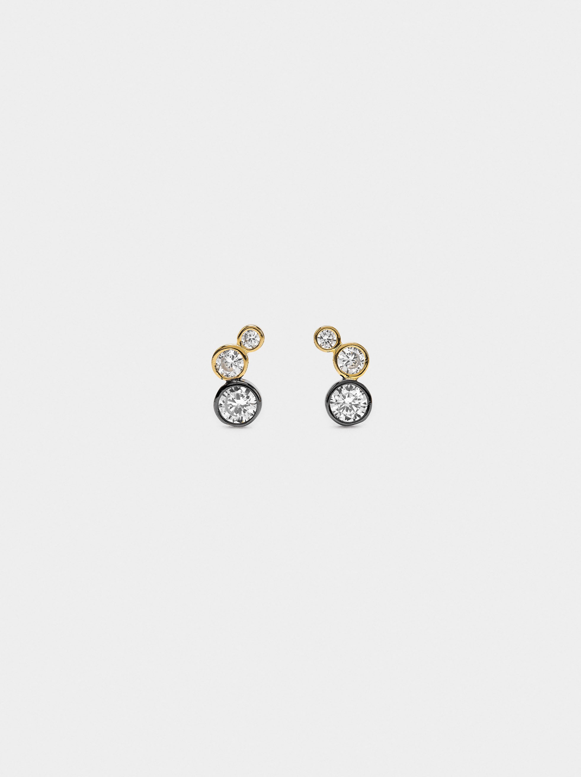 Pendientes Bicolor Con Circonitas - Plata De Ley 925