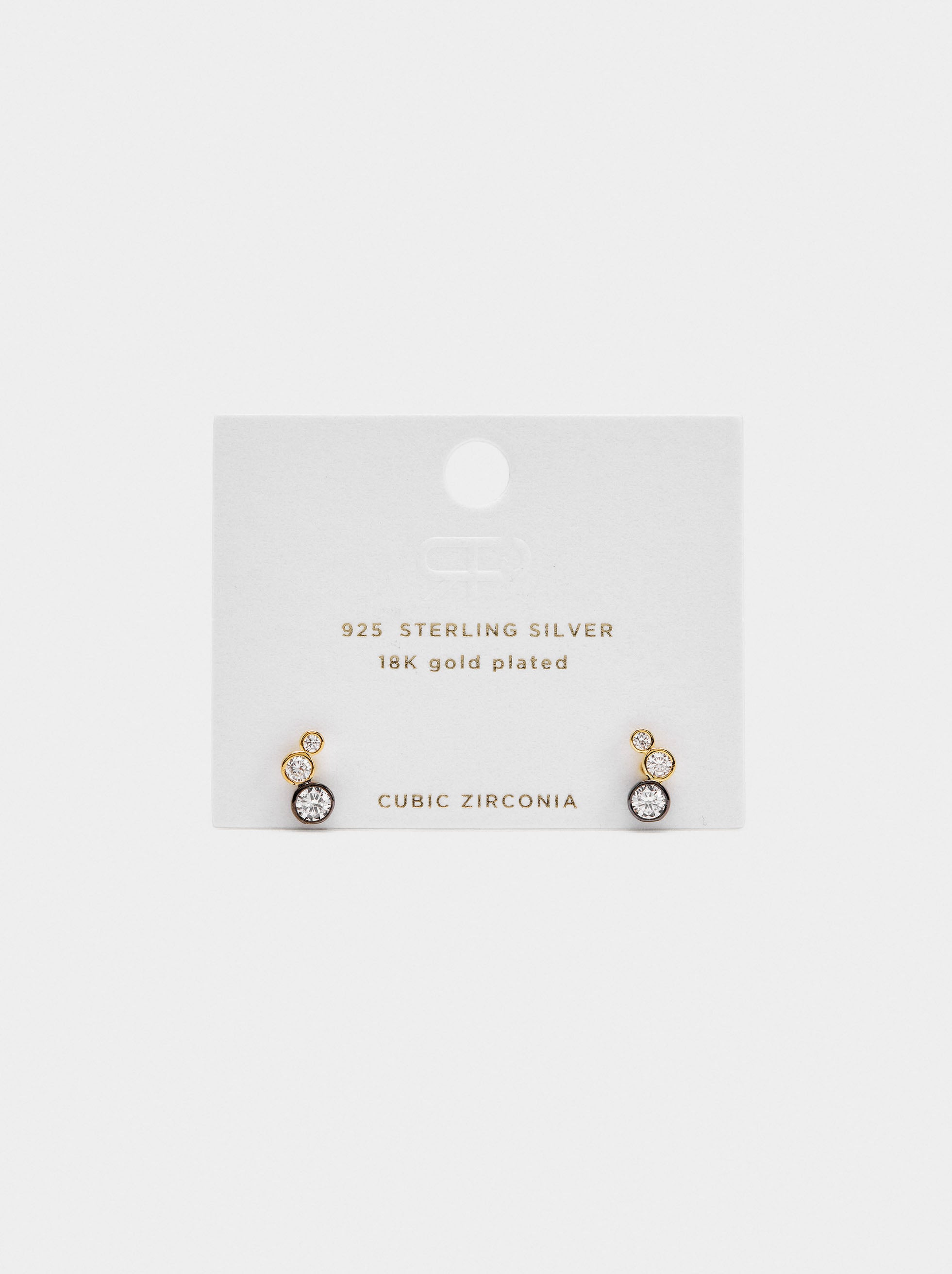 Pendientes Bicolor Con Circonitas - Plata De Ley 925