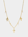 Collar Con Cruces Y Perlas De Agua Dulce - Plata De Ley 925