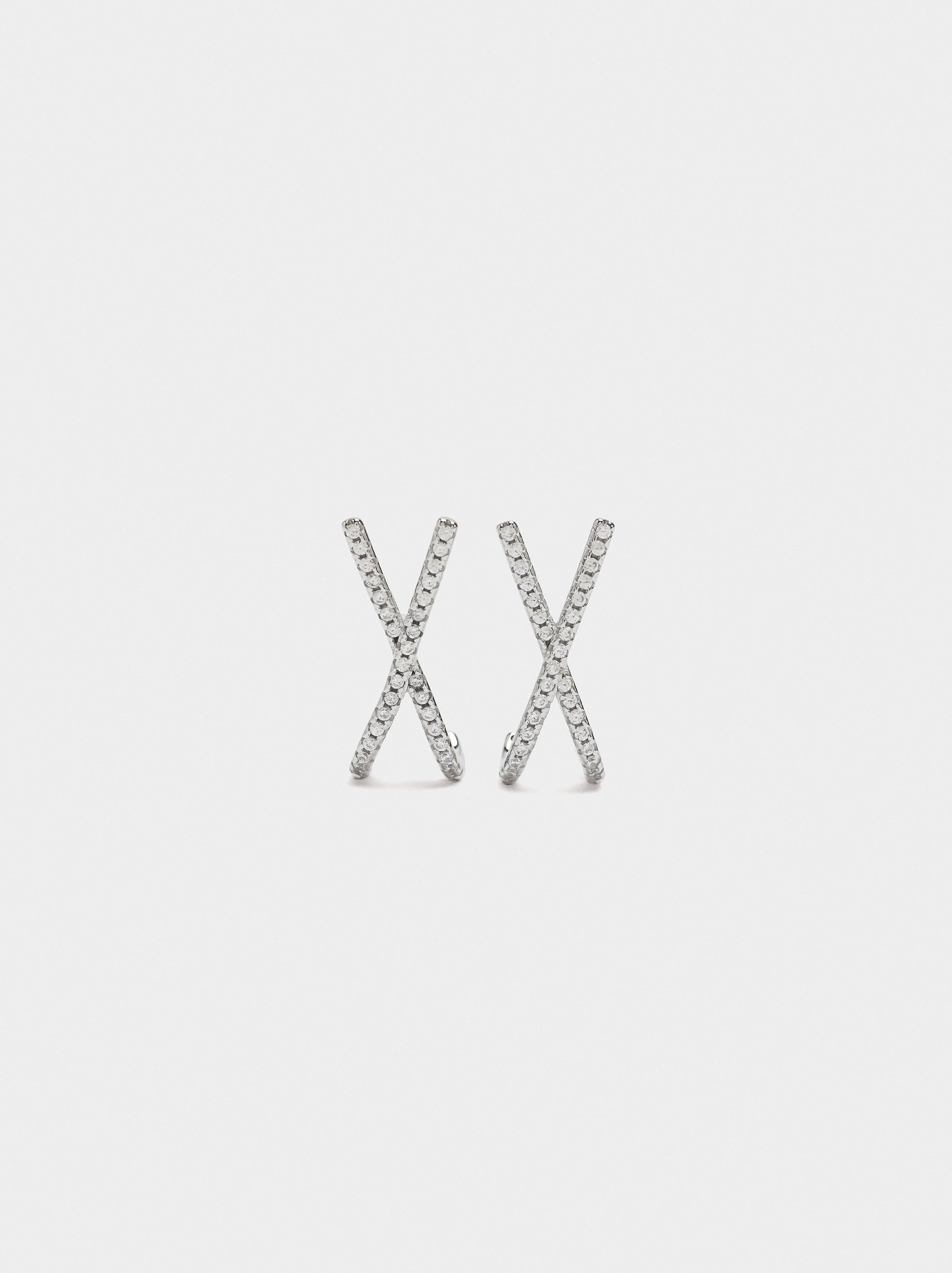 Pendientes X Con Circonitas - Plata De Ley 925