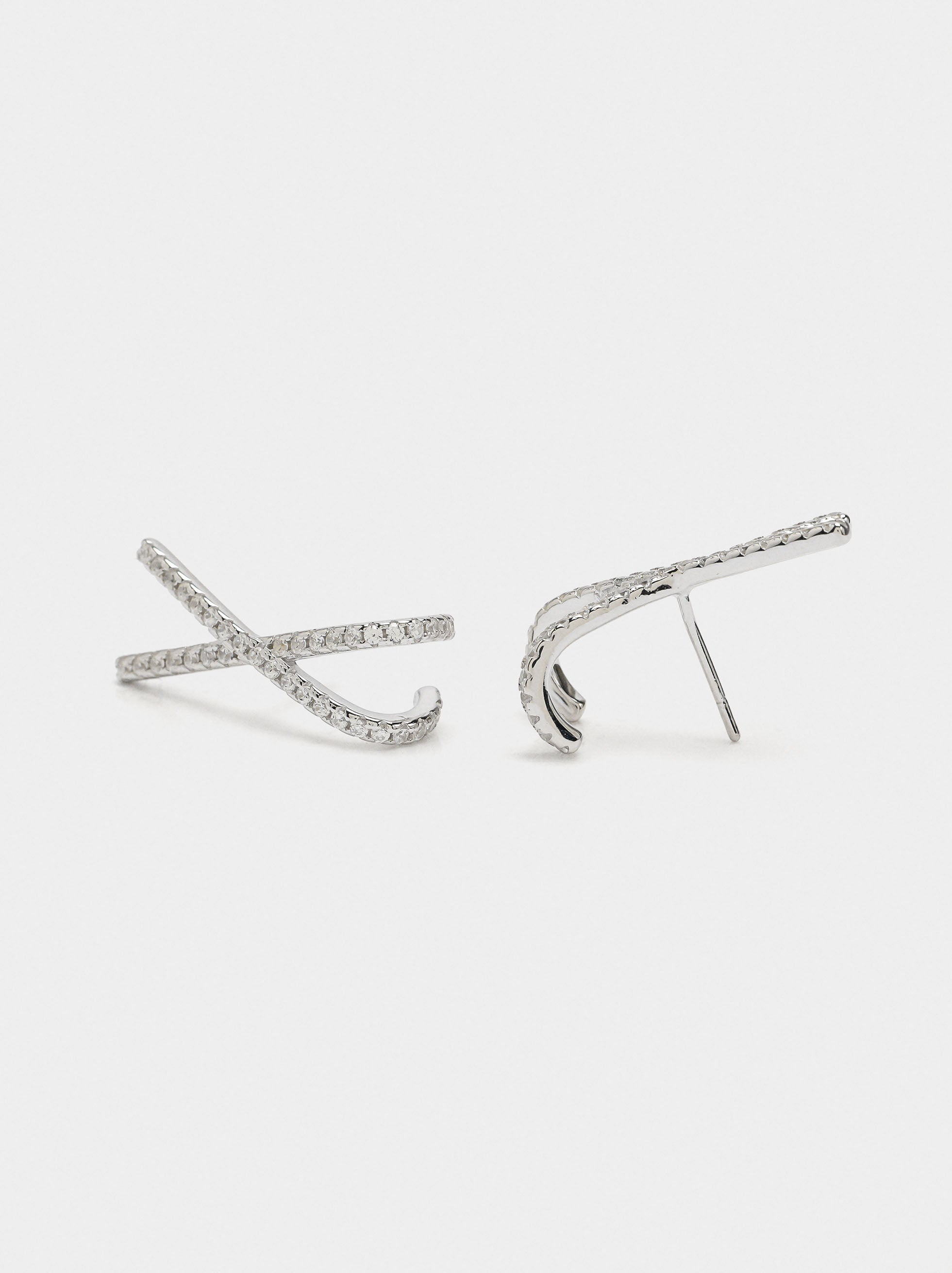 Pendientes X Con Circonitas - Plata De Ley 925