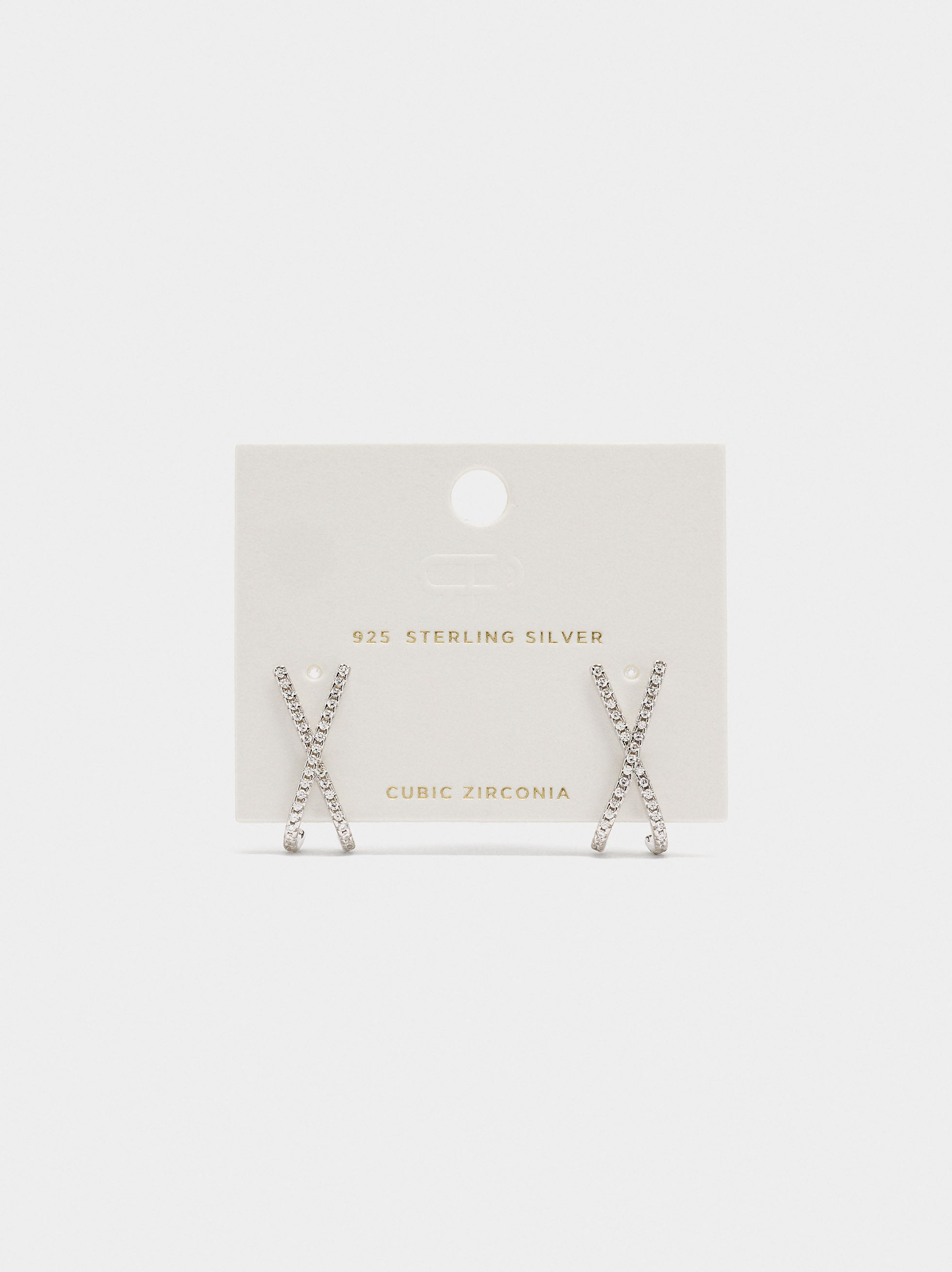 Pendientes X Con Circonitas - Plata De Ley 925