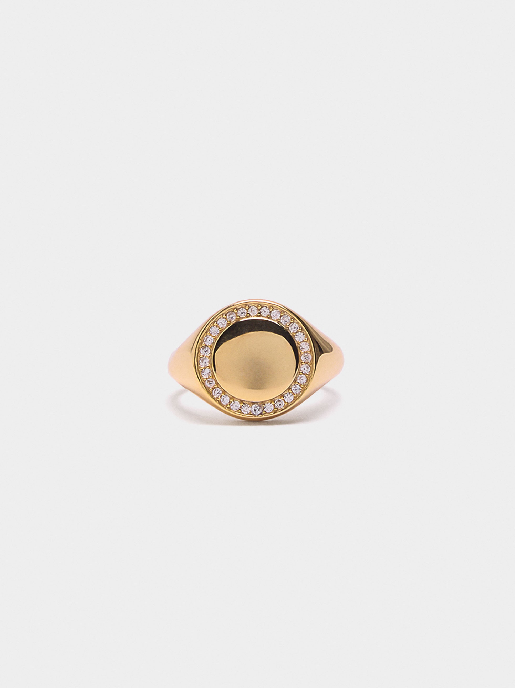 Anillo Sello Con Circonitas - Plata De Ley 925