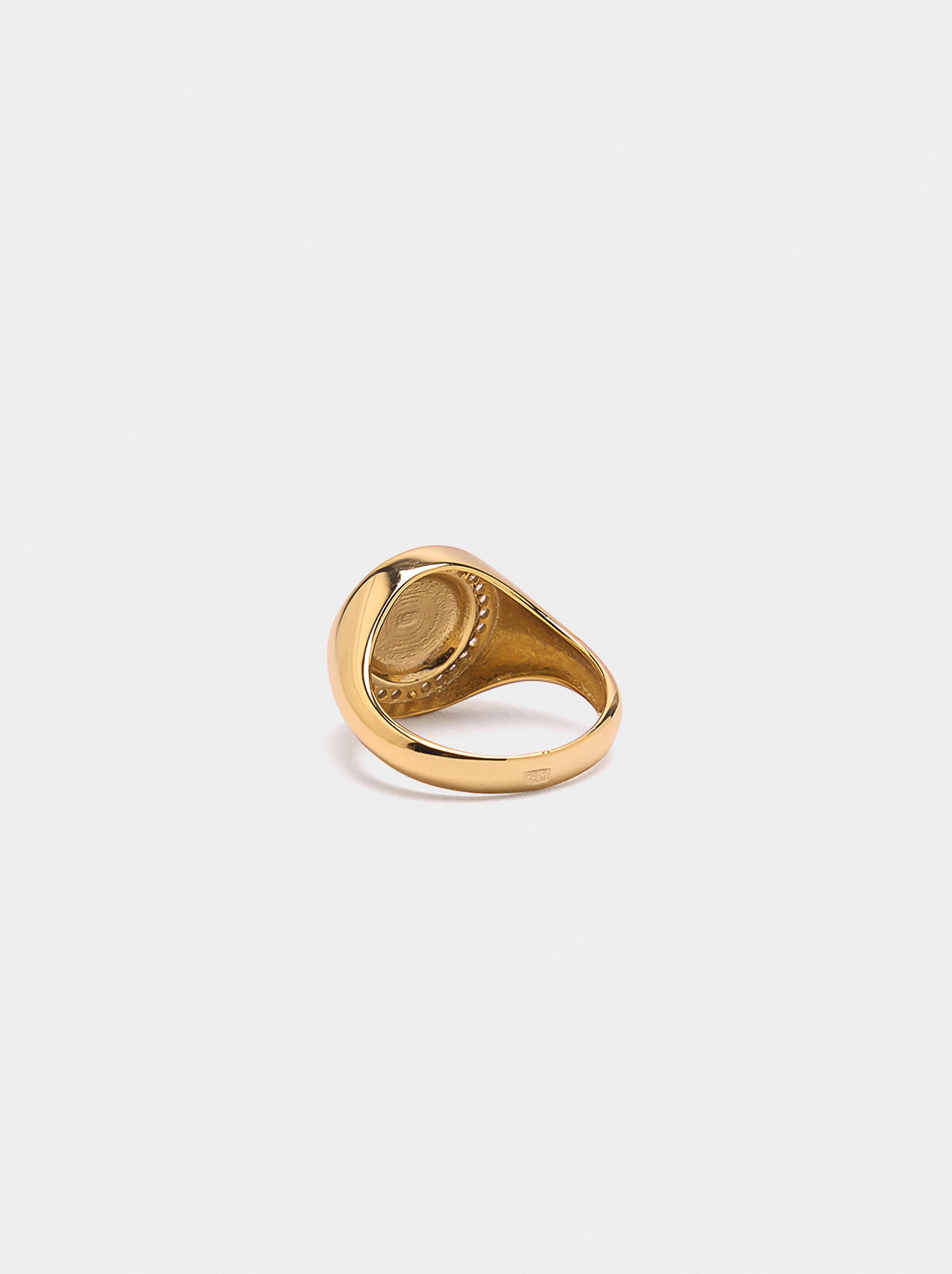 Anillo Sello Con Circonitas - Plata De Ley 925