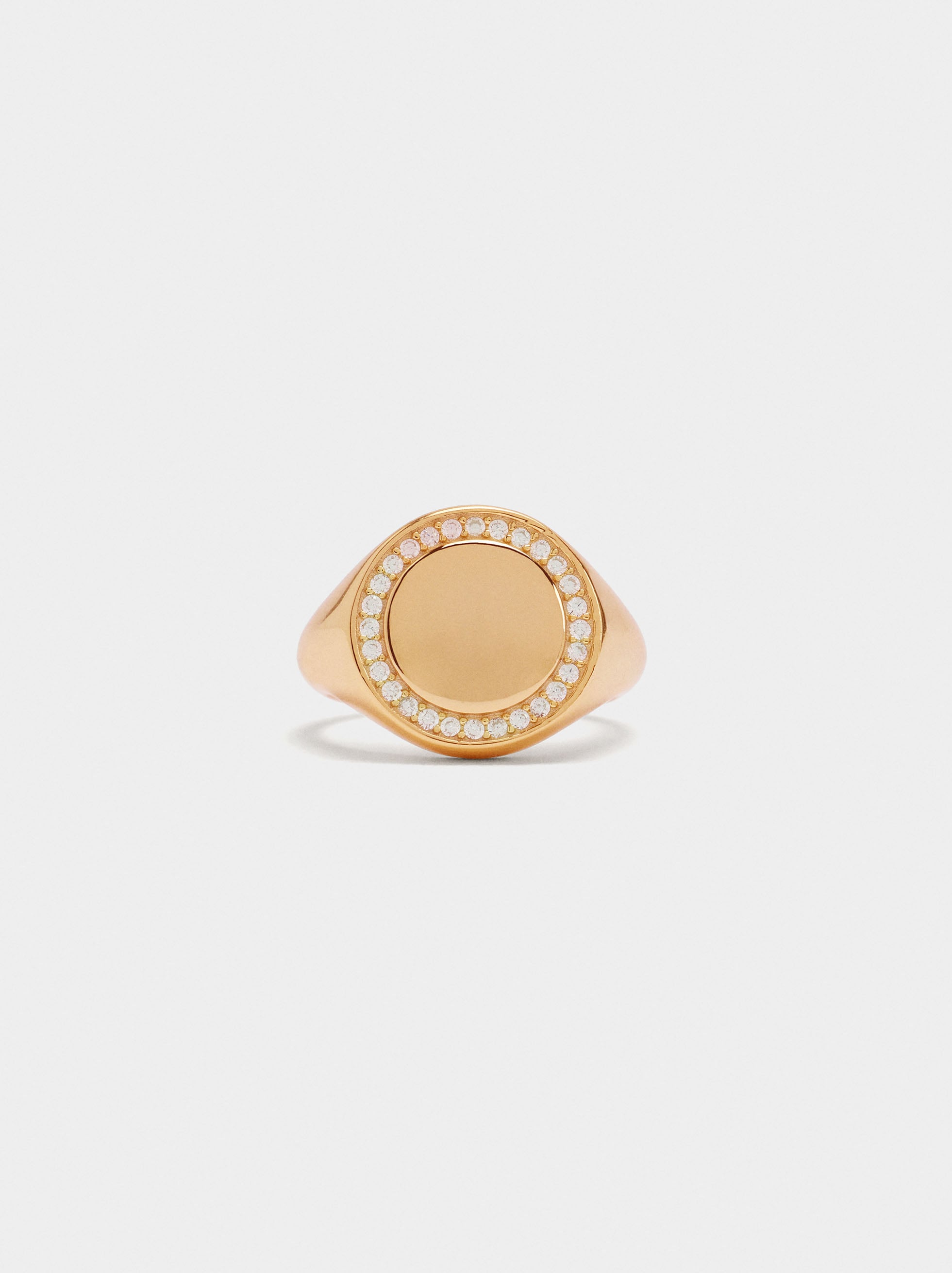Anillo Sello Con Circonitas - Plata De Ley 925