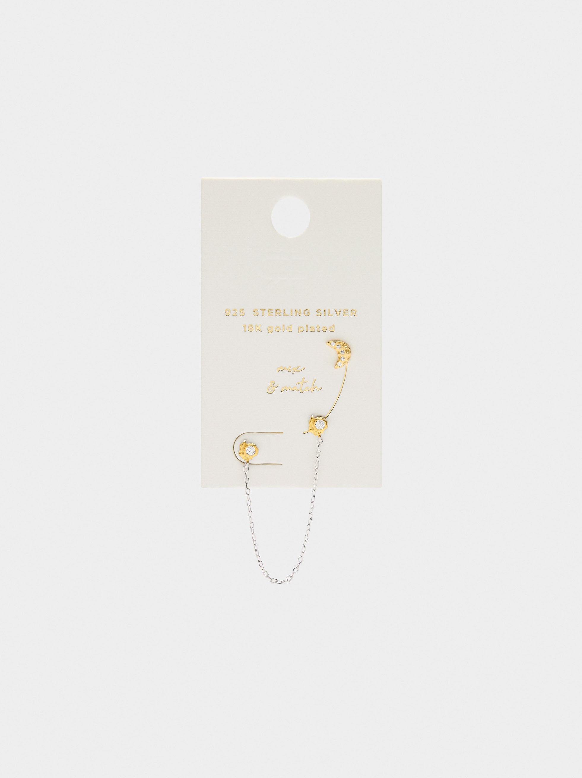 Set De Pendientes Ear Jacket Cruz Con Plata De Ley 925
