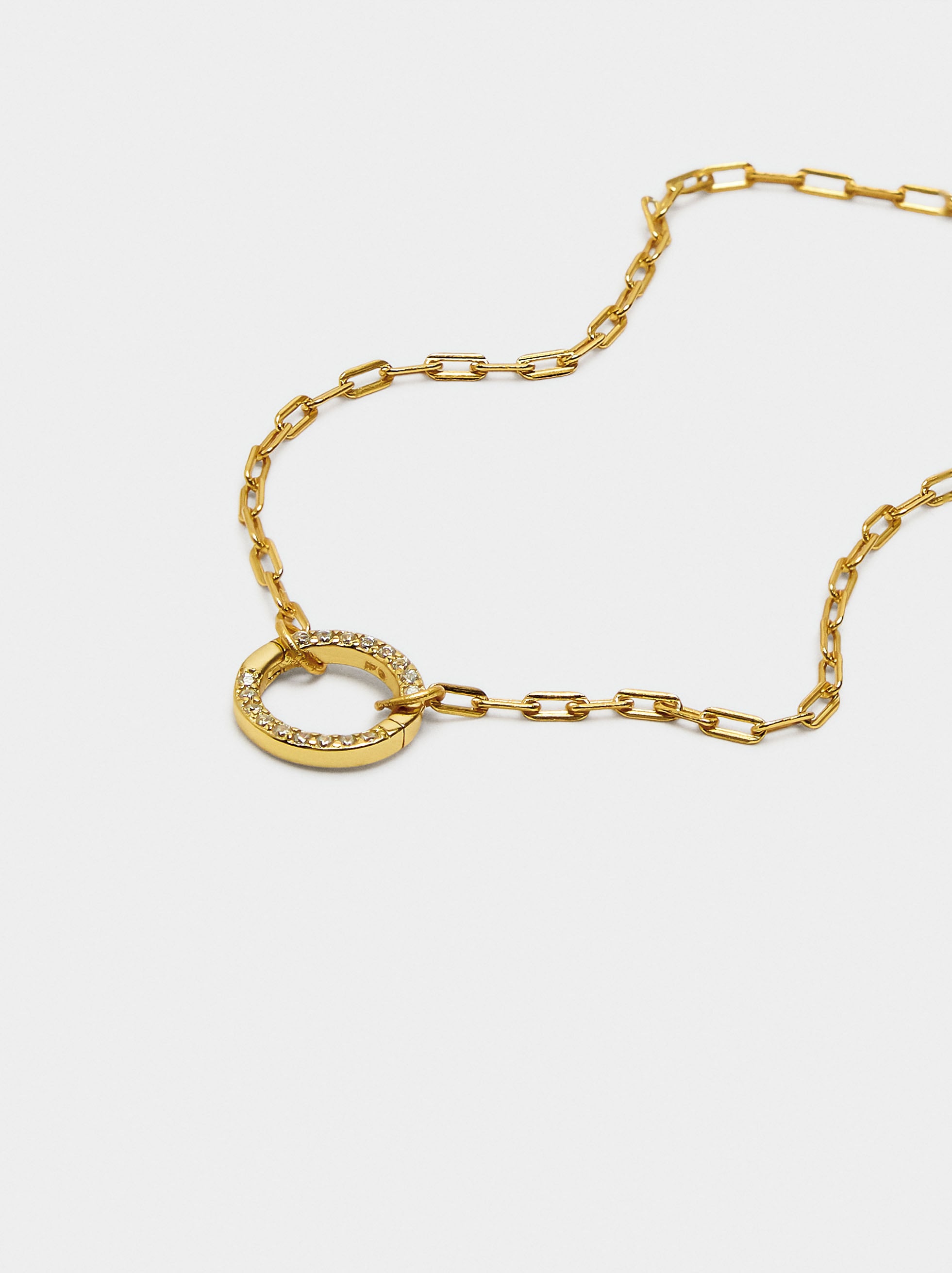 Pulsera De Eslabones Colgante Con Circonitas - Plata De Ley 925