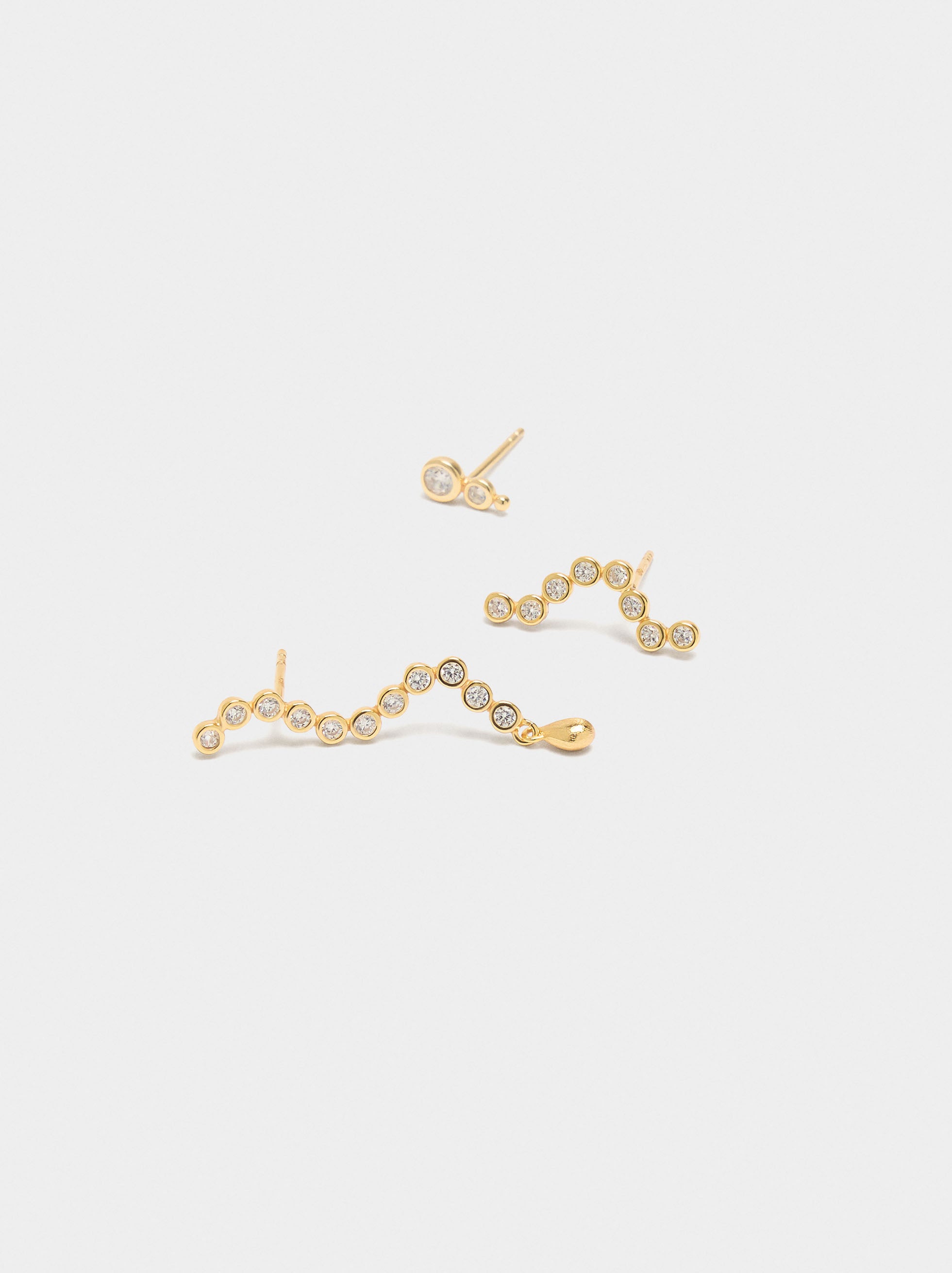 Set De Pendientes Con Circonitas - Plata De Ley 925
